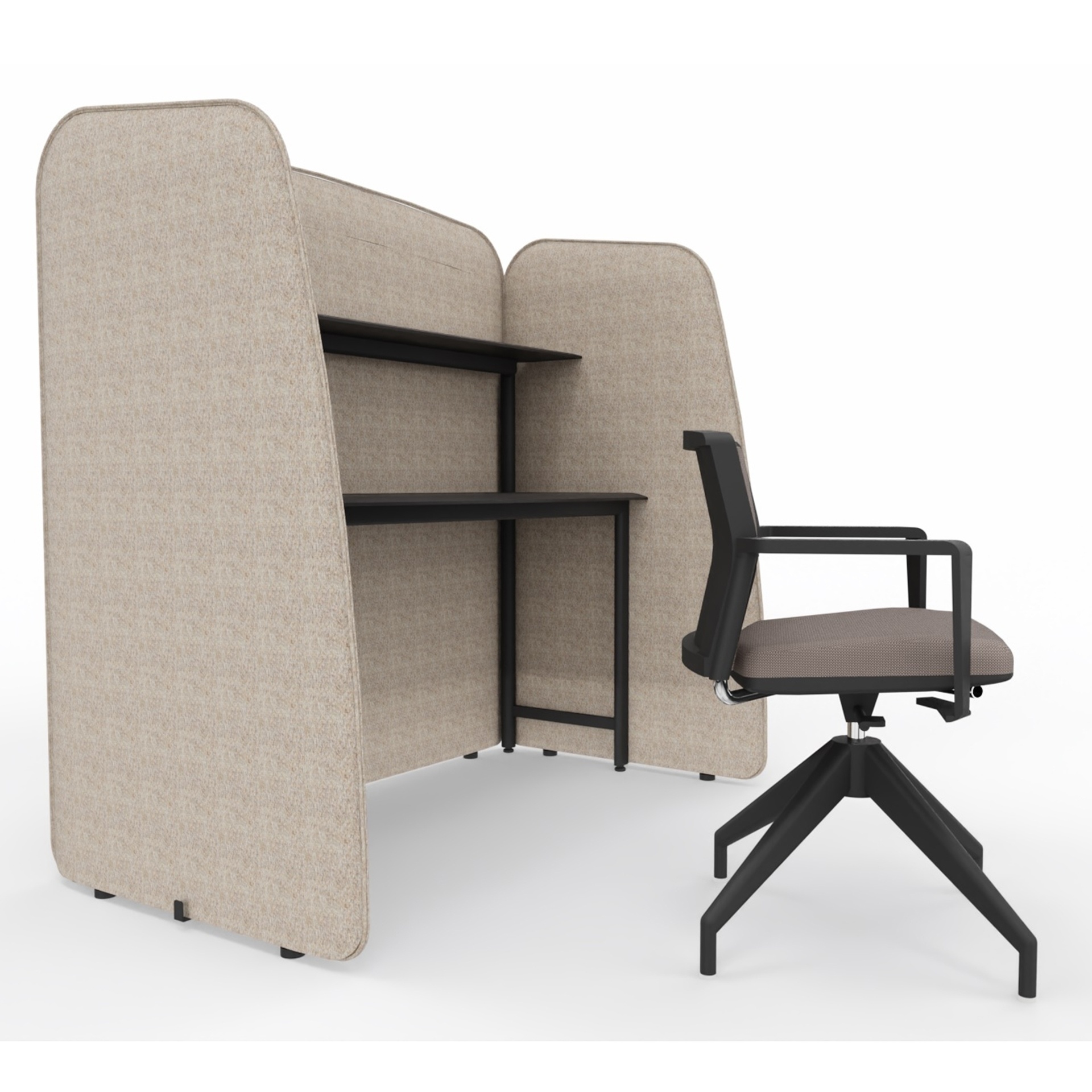 Poste de travail / Niche de travail LAS 150x84 cm, Beige/Noir, Très bon, Table de bureau - pour le bureau ou le home office