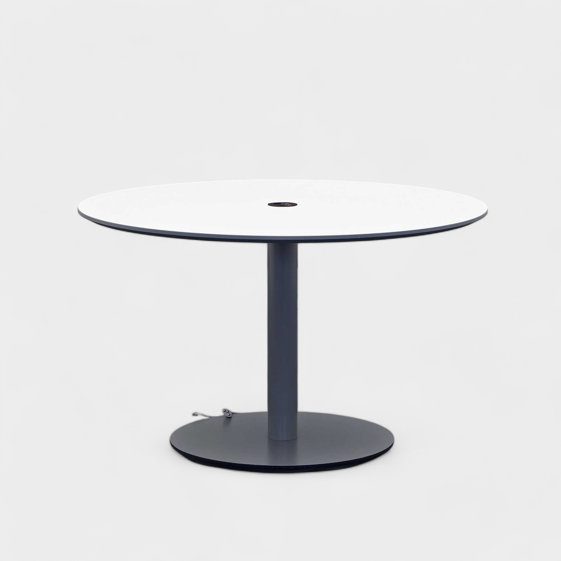 Konferenztisch Lista LO, rund mit Metallfuss (Lichtgrau, Normal Gebraucht, 120x120, Grau)