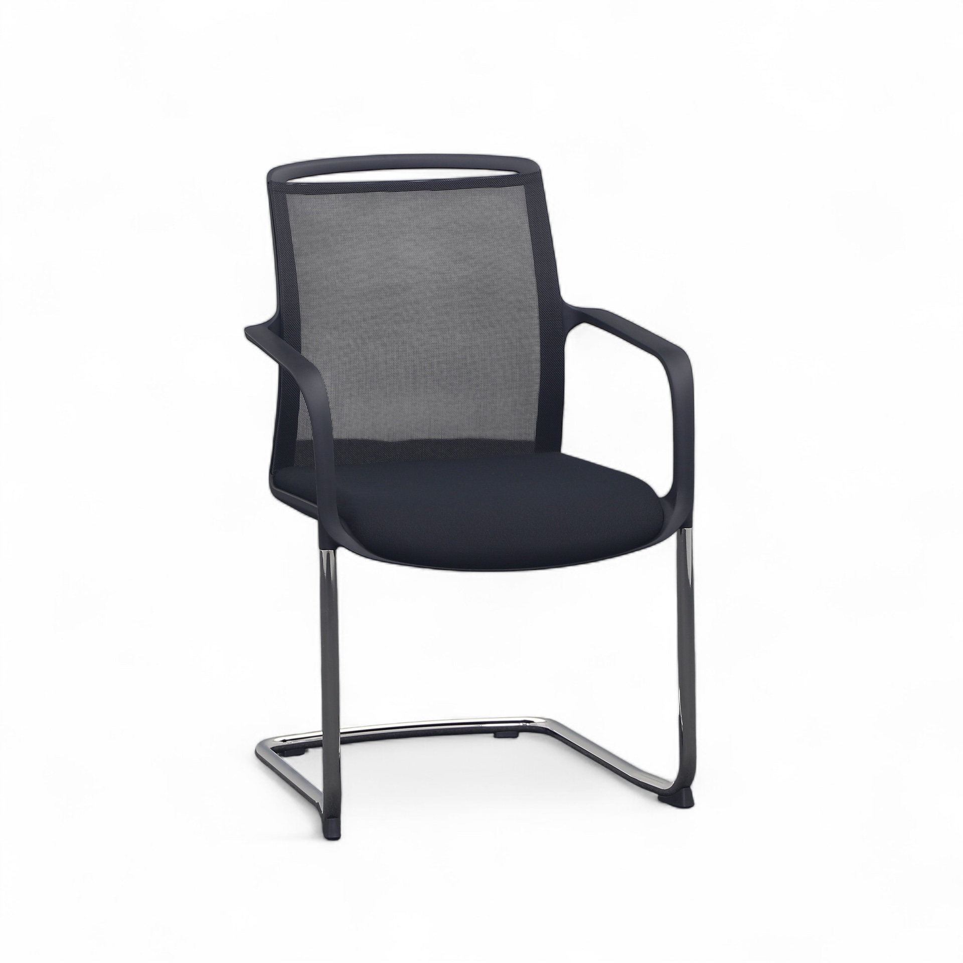 Freischwinger Milani Zed Schwarz mit Fixarmlehnen, Freischwinger-Gestell, Neu - Perfekt für Besucher und Gäste