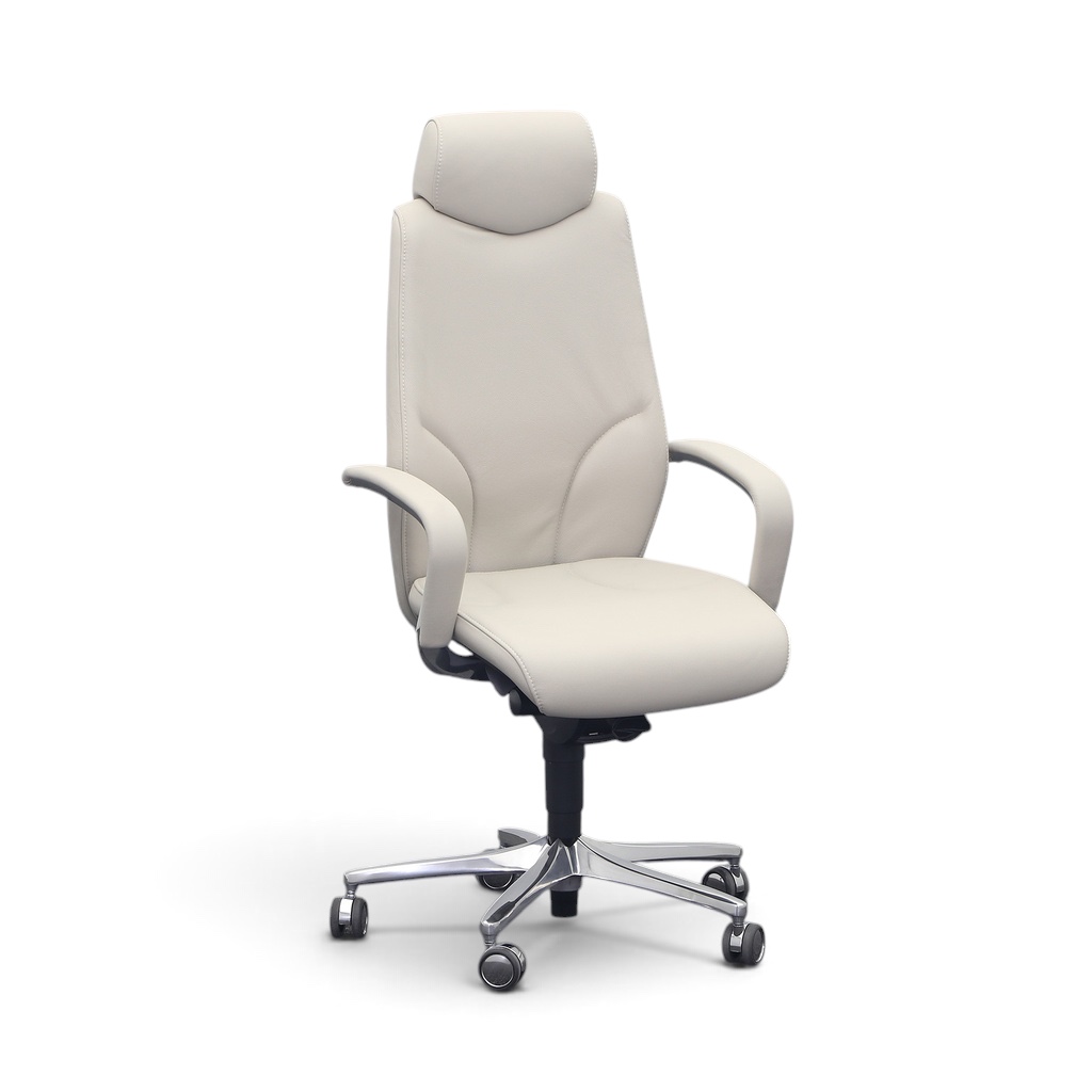 Fauteuil de direction Giroflex 64-9778 avec accoudoirs fixes, Blanc/Chromé, Normalement utilisé, Chaise ergonomique - idéale pour un travail flexible