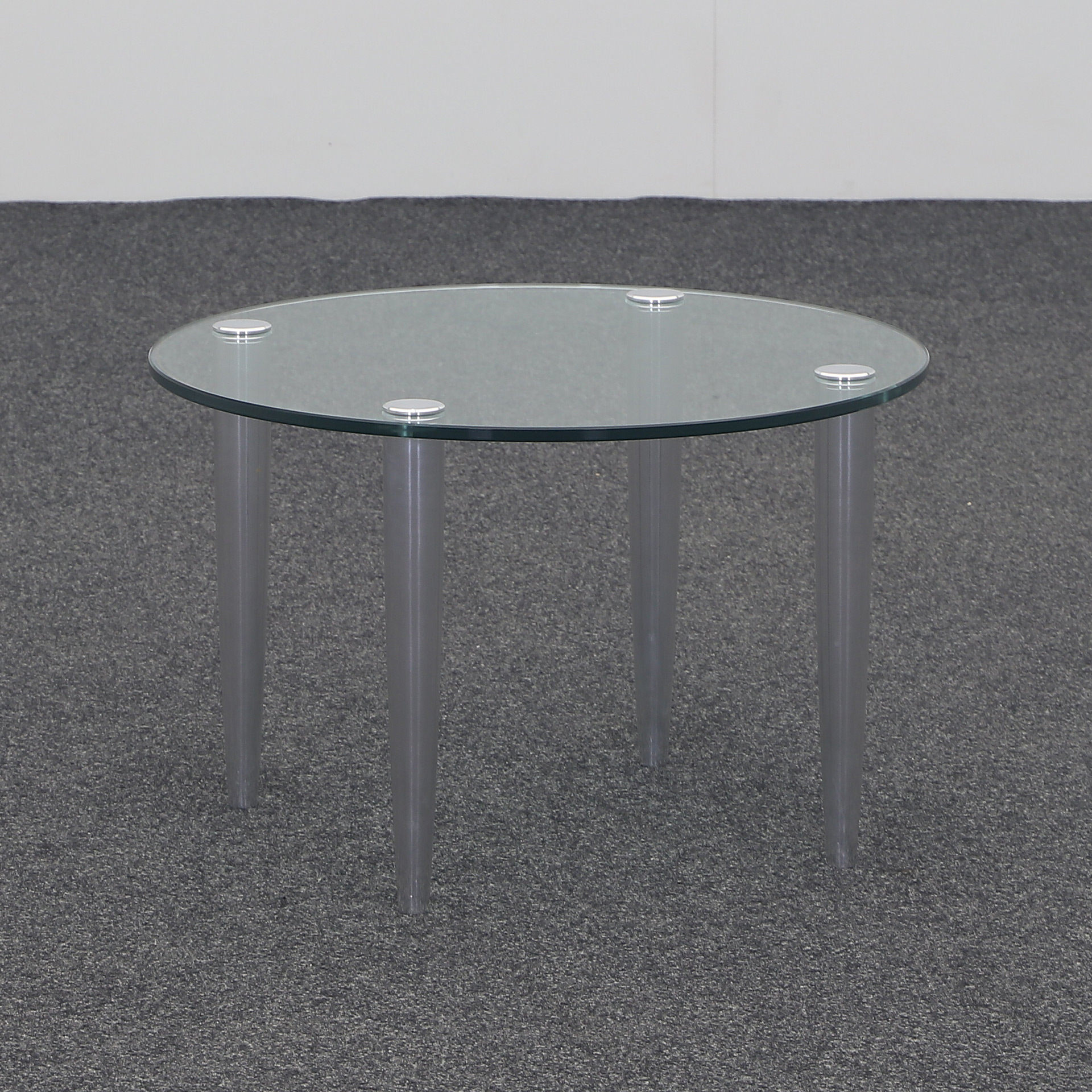 Glas Salontisch Rund (Transparent, Normal Gebraucht, 65x65, Verchromt)