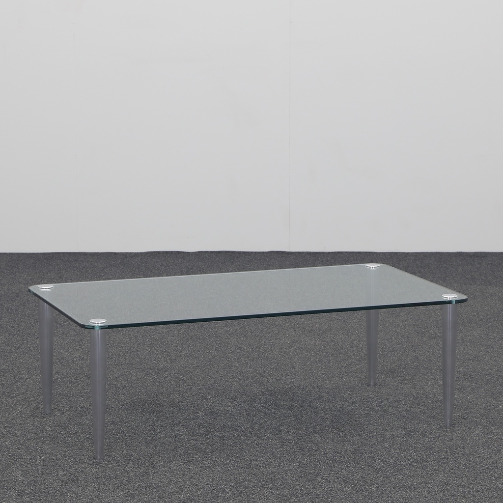 Salontisch aus Glas mit verchromten Beinen, 125x70 cm