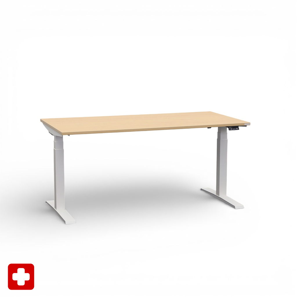 Bureau réglable en hauteur Tradingzone GO Swiss (Hêtre, Nouveau, 160x80, Blanc)
