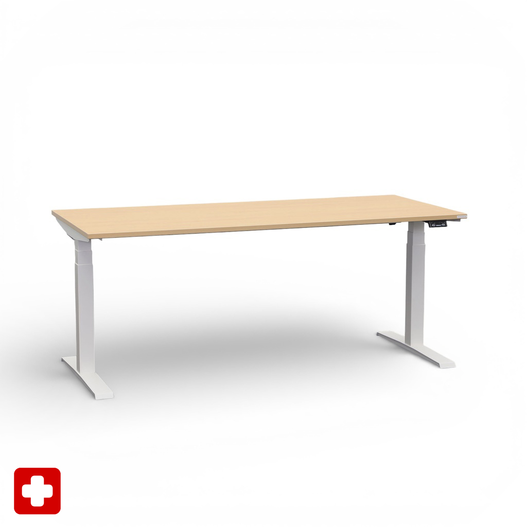 Ergonomique Bureau réglable en hauteur Tradingzone GO Swiss 180x80 cm, Hêtre/Blanc, Nouveau, Pupitre - idéal pour le bureau ou la maison
