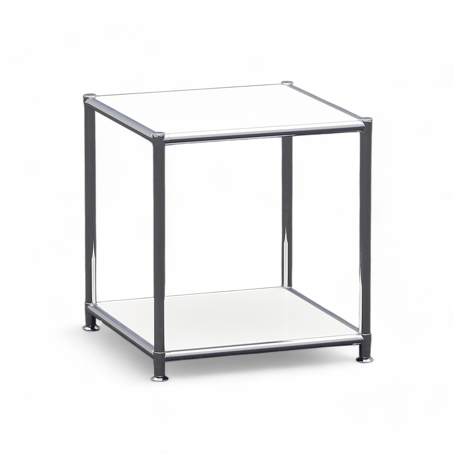 Image of Couchtisch System4 Cubey 40.4x40.4 cm, Weiss/Verchromt, Quadratisch, Neu - Perfekt für Sofa und Lounge