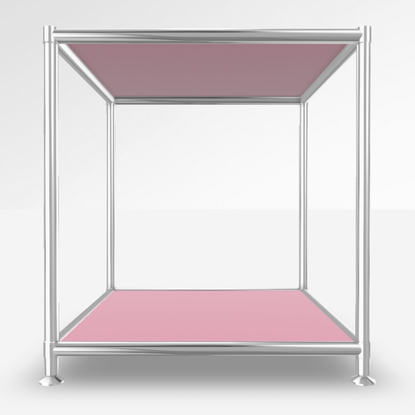 Image of Couchtisch System4 Cubey 40.4x40.4 cm, Dunkelpink/Verchromt, Quadratisch, Neu - Perfekt für Sofa und Lounge