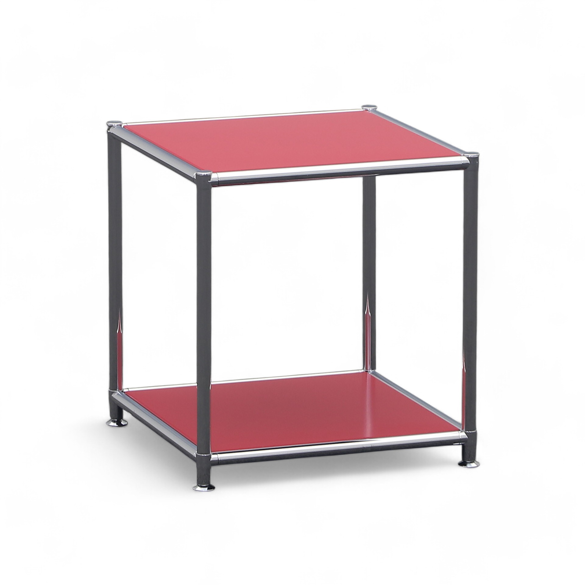 Image of Couchtisch System4 Cubey 40.4x40.4 cm, Rubinrot/Verchromt, Quadratisch, Neu - Perfekt für Sofa und Lounge