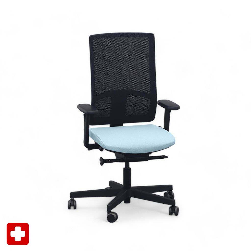 Bürostuhl SitagPoint Tec 2 Mesh swissmade mit 2D Armlehnen, Blau, Neu, Ergonomischer Stuhl - ideal für flexibles Arbeiten