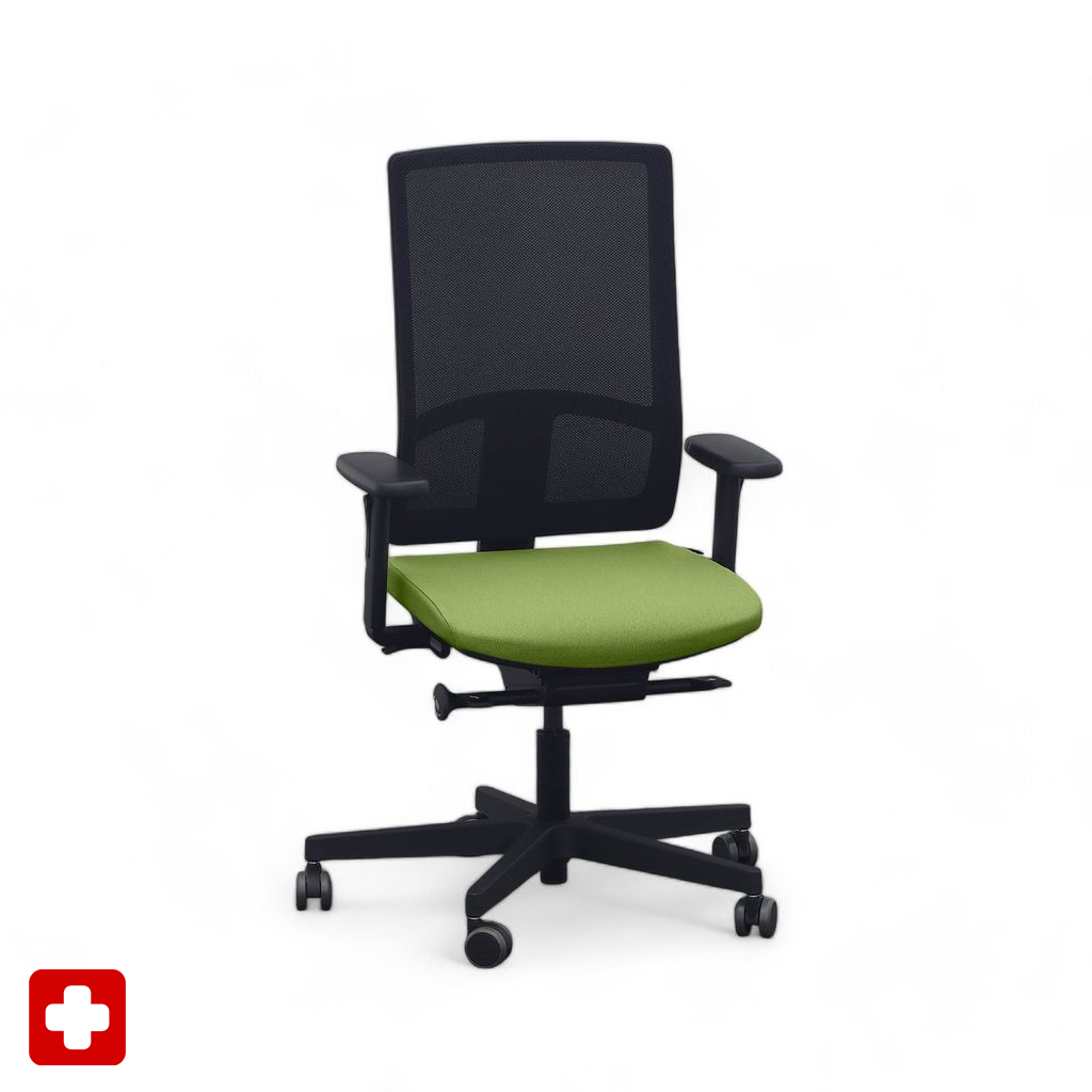 Chaise de bureau SitagPoint Tec 2 Mesh avec accoudoirs 2D, Vert, Nouveau, Chaise ergonomique - idéale pour un travail flexible