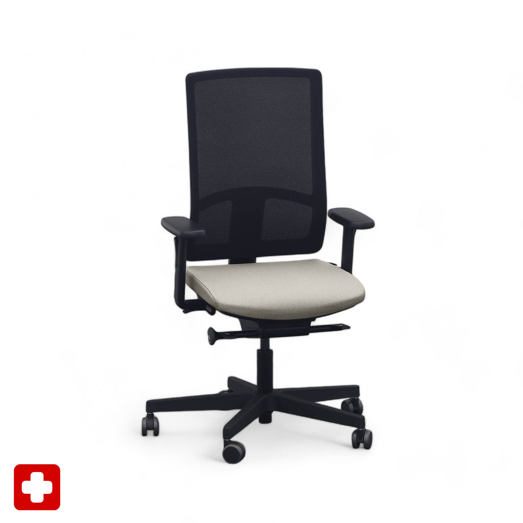 Chaise de bureau SitagPoint Tec 2 Mesh avec accoudoirs 2D, Beige, Nouveau, Chaise ergonomique - idéale pour un travail flexible