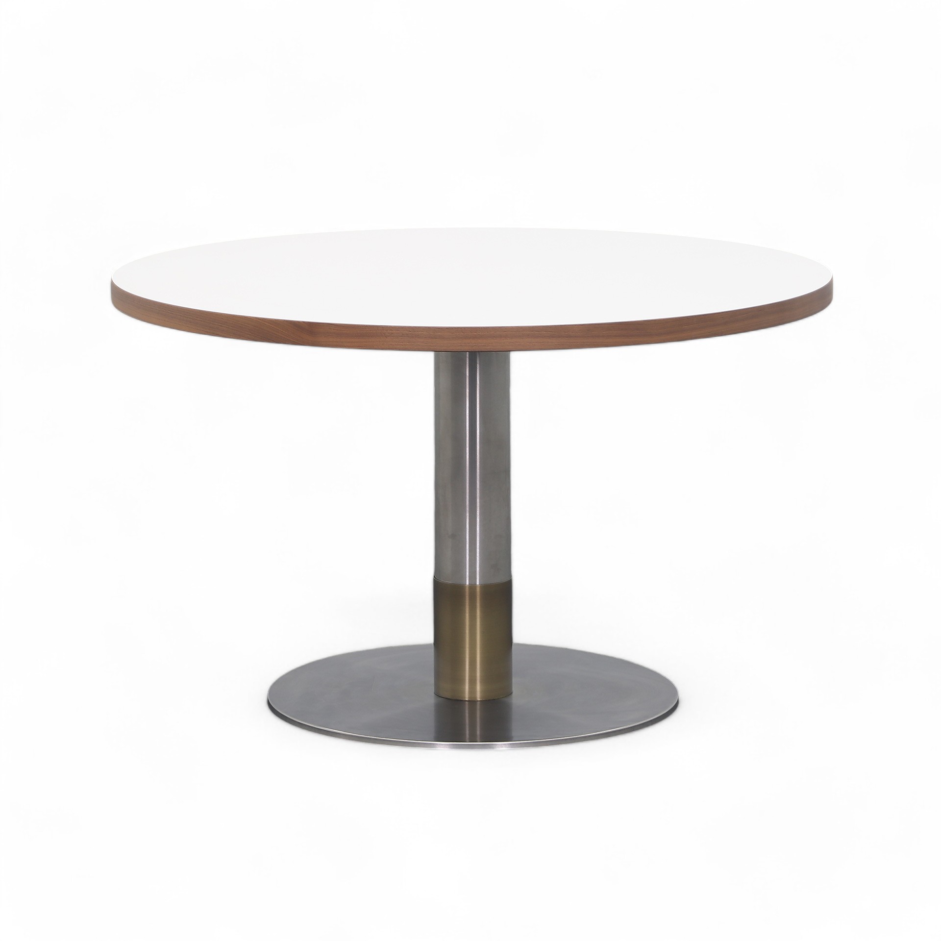 Round meeting table white with wooden edge (Normal used)