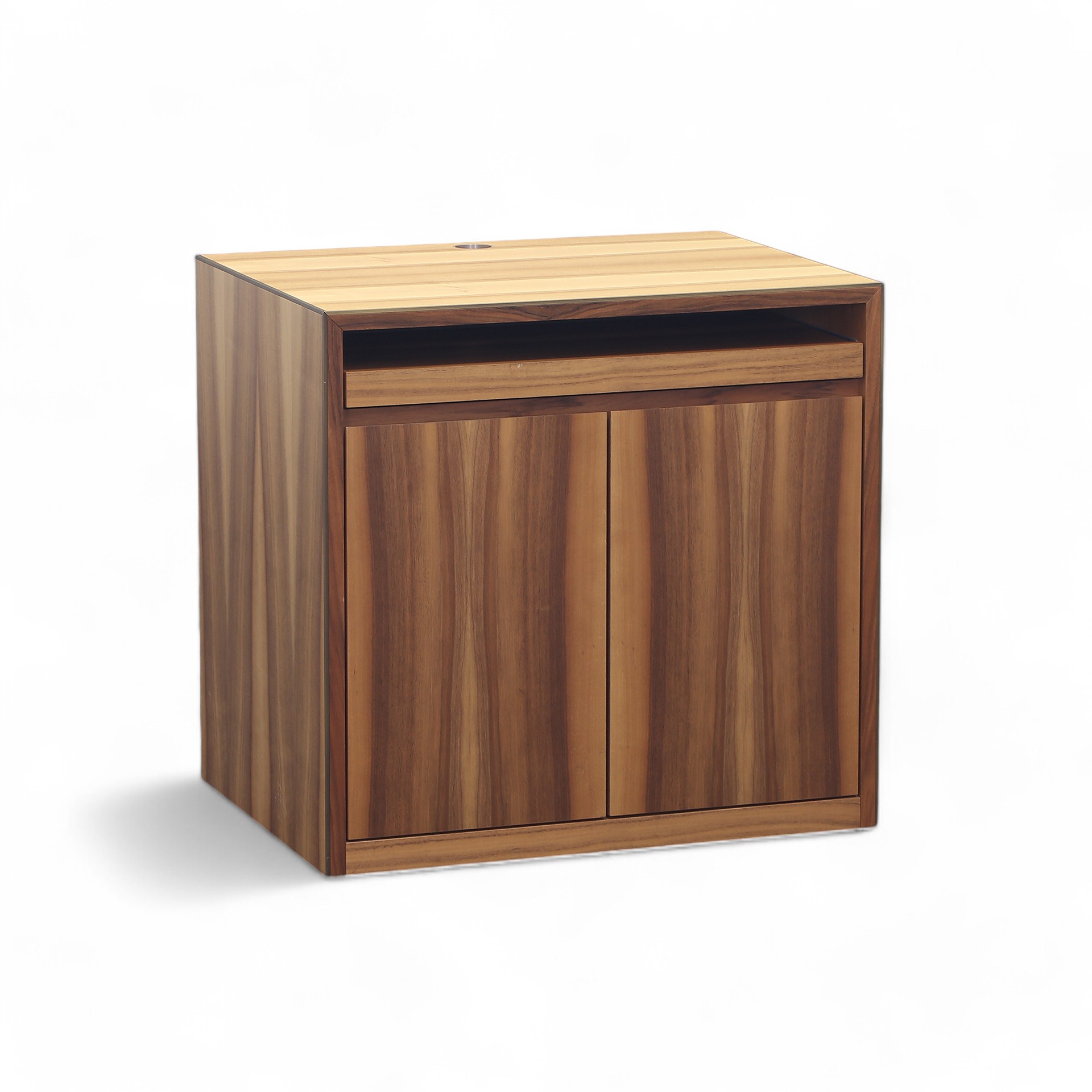 Kleiner Flügeltürschrank aus Nussbaumholz (Nussbaum, Normal Gebraucht, Schwarz, Schwarz, Ohne Schliesszylinder)