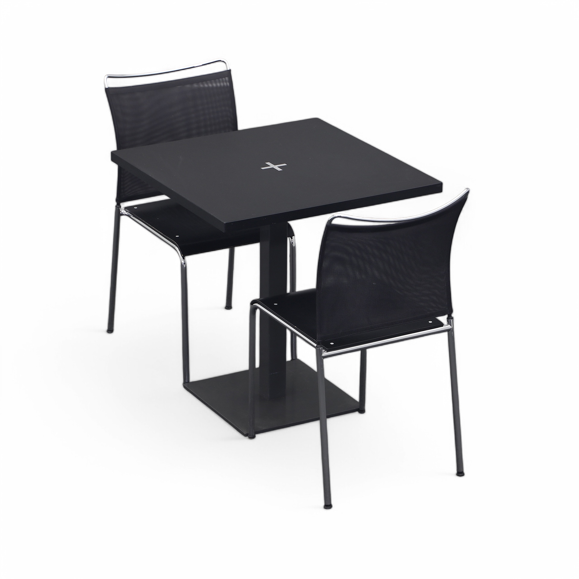 Image of Bistrotisch mit Dietiker Satu Stühlen 70x70 cm, Schwarz/Anthrazit, Quadratisch, Normal gebraucht Tisch - Perfekt für Café und Bistro