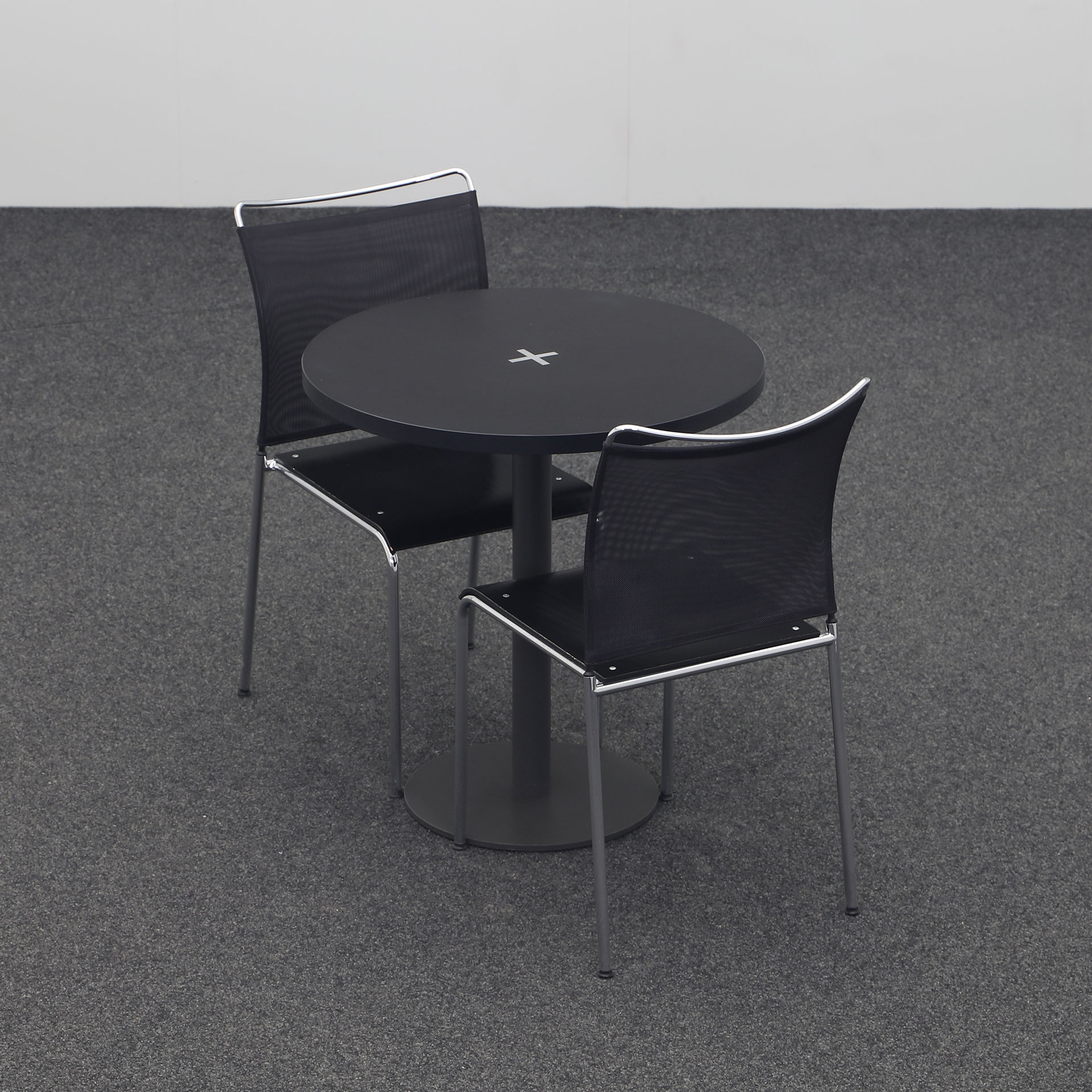 Table de bistrot ronde avec chaises Dietiker Satu 70x70 cm, Noir/Anthracite, Autour, Normalement utilisé Table - parfaite pour le café et le bistrot