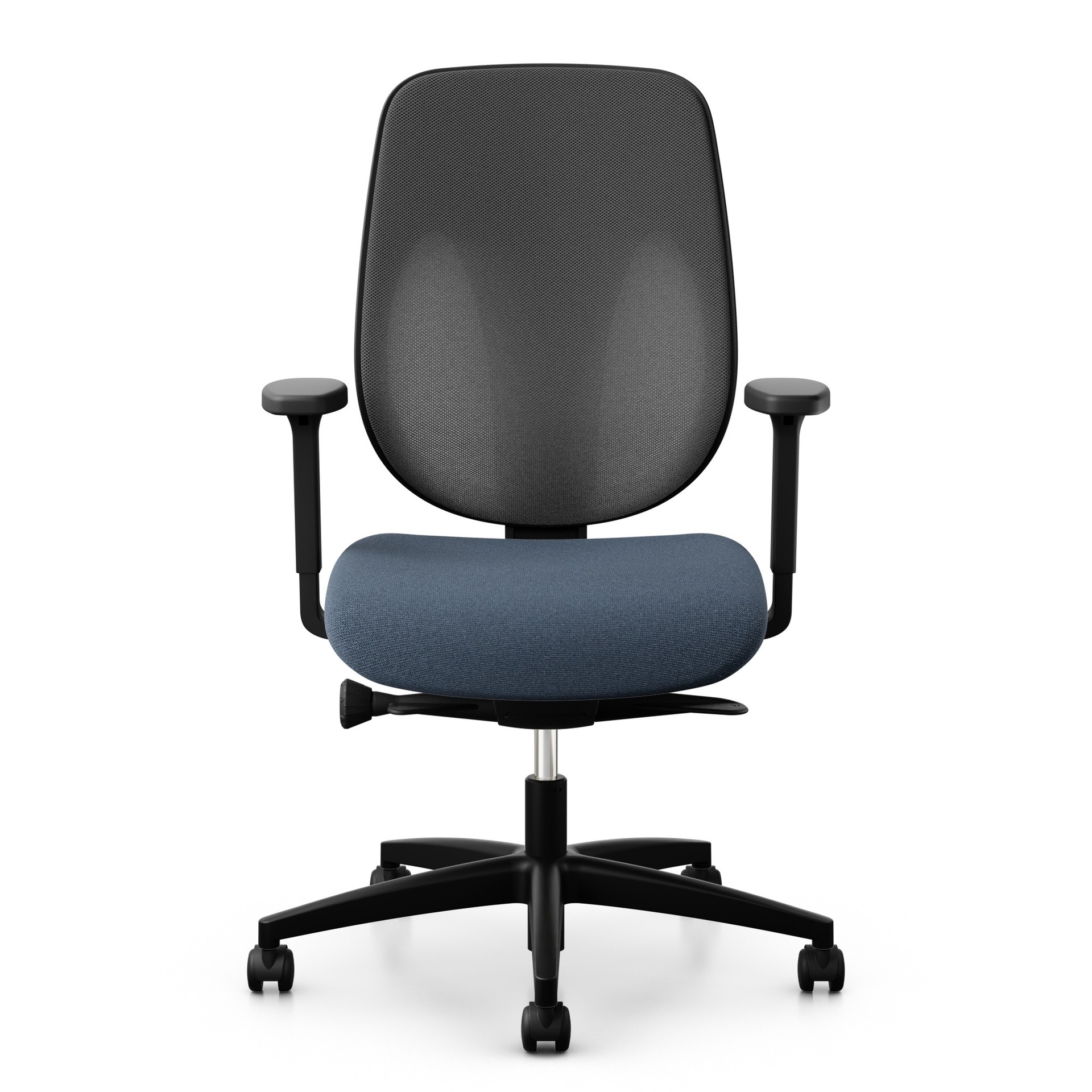 Fauteuil pivotant Giroflex 353-4029 avec accoudoirs 2D, Bleu foncé/Noir, Nouveau, Chaise ergonomique - idéale pour un travail flexible