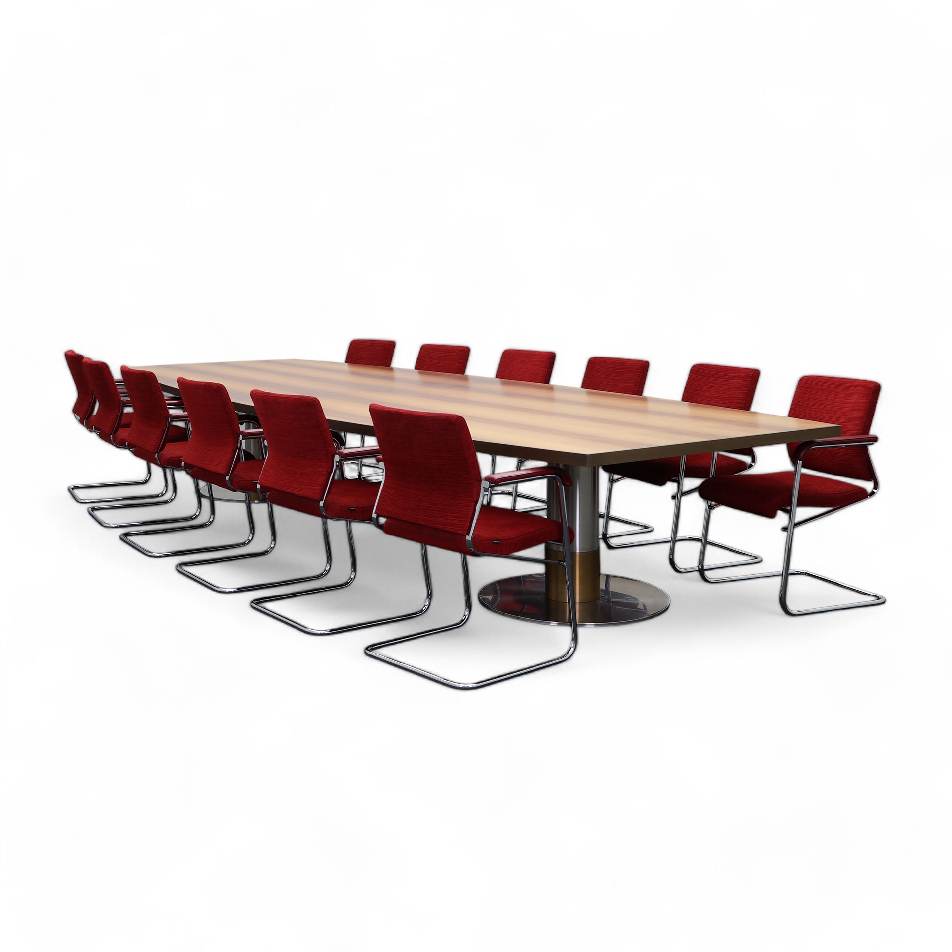 Grande table de conférence en noyer avec chaises Wilkhahn (Normalement utilisé, 450x170)