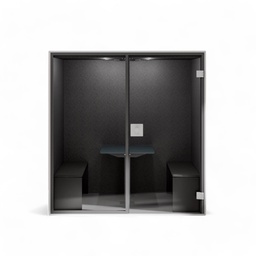 Berlin Acoustics Meet Acoustic Box (White, With electr. height-adjustable table, upholstered bench set and monitor holder, Closed rear panel, New)