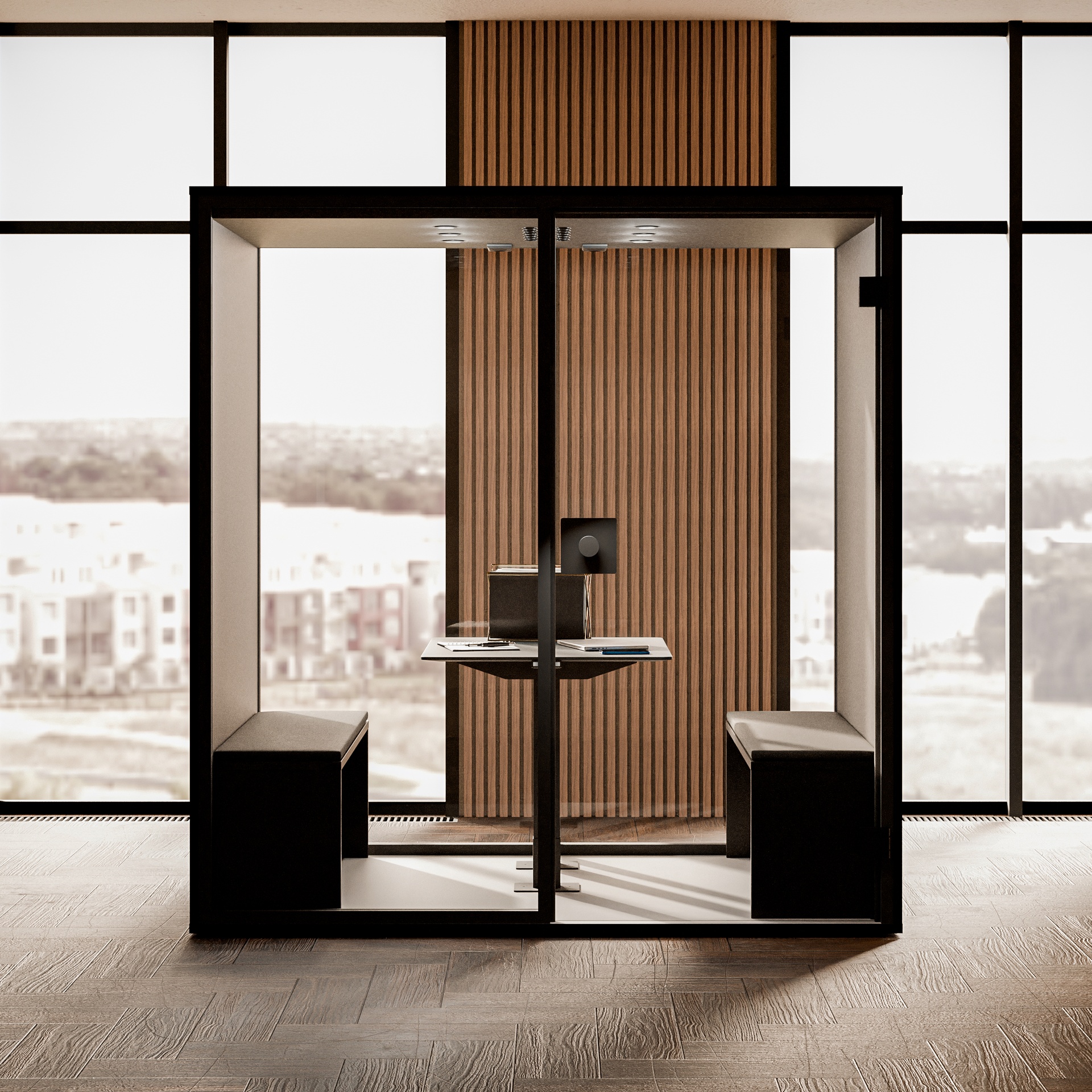 Berlin Acoustics Work Akustikbox (Schwarz, Glas Rückwand, Neu)