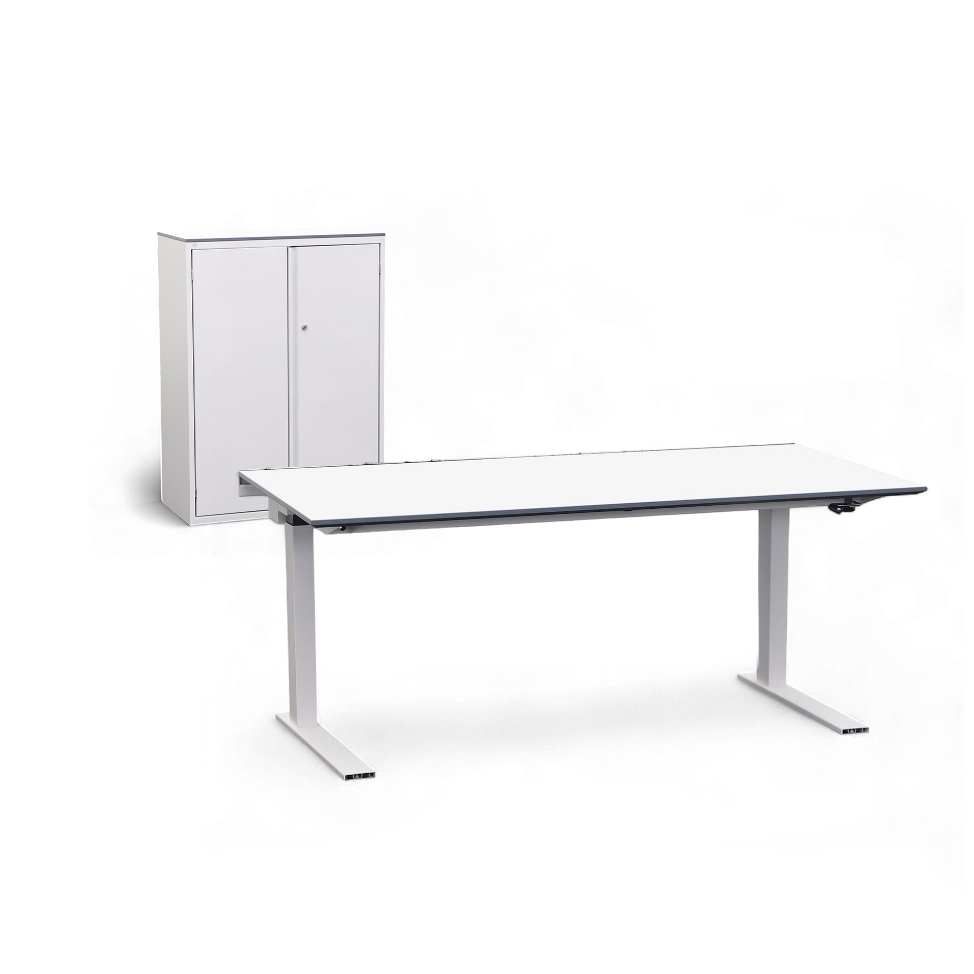 Image of Gesamtarbeitsplatz Lista LO, ohne Schiebetürschrank, ohne Rollcontainer, mit Flügeltürschrank, Normal gebraucht Weiss, Jetzt günstig kaufen!