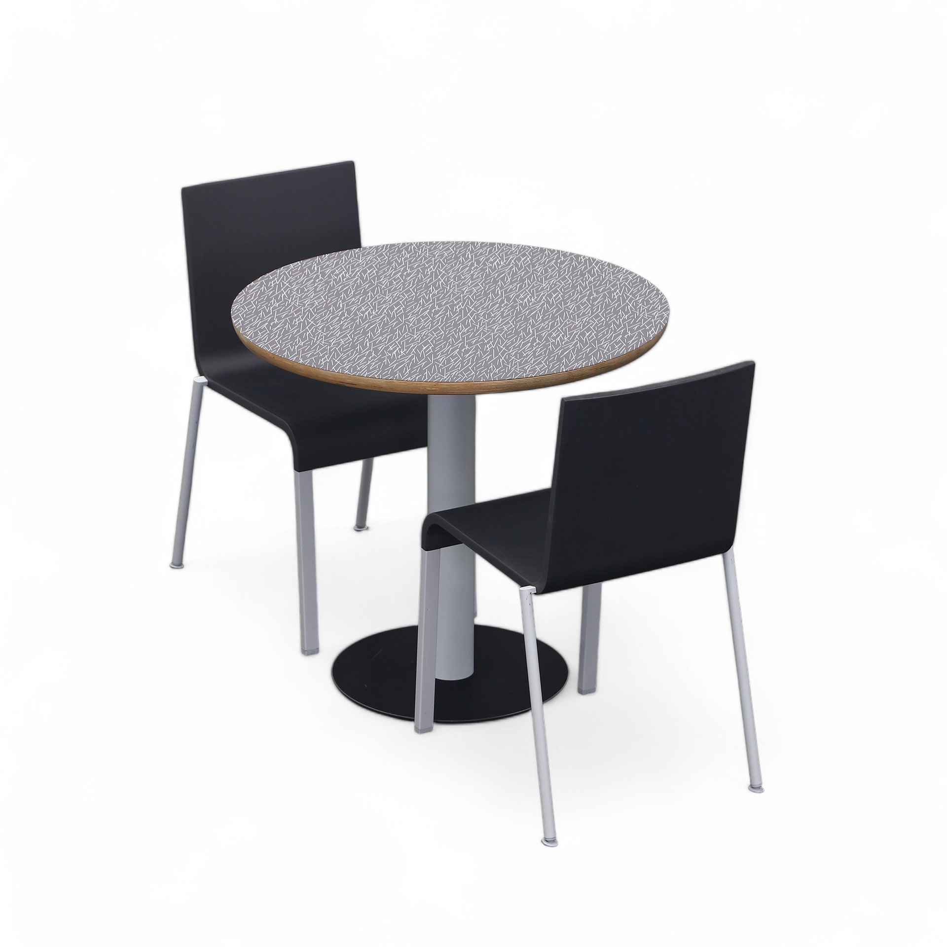 Table de bistrot ronde avec chaises Vitra .03 (Normalement utilisé)