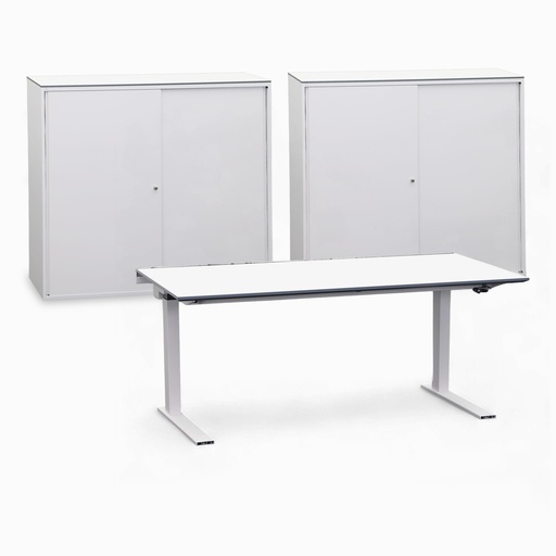 Gesamtarbeitsplatz Lista LO (mit Schiebetürschrank 4 Ordner Hoch, ohne Rollcontainer)