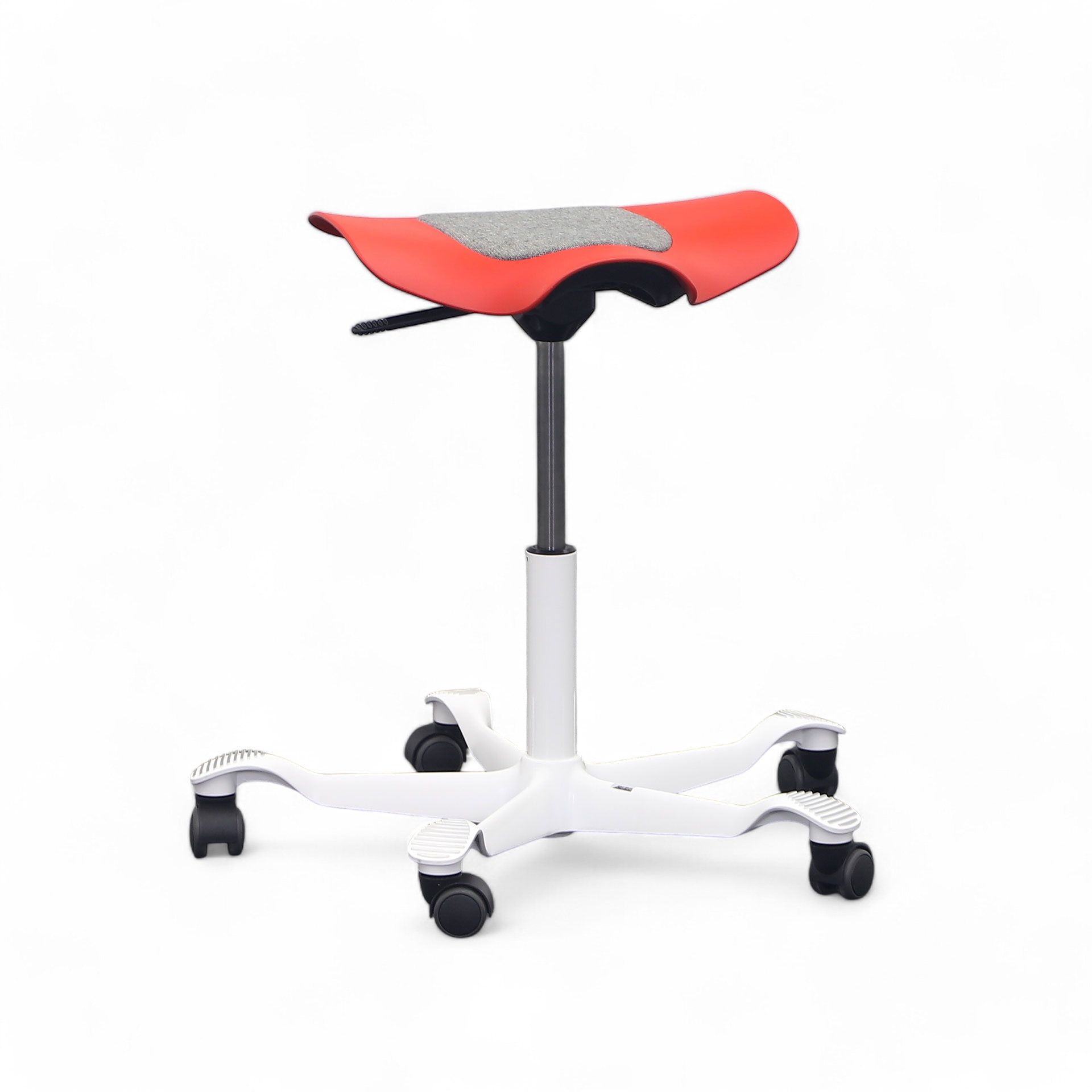 Bürohocker HAG Capisco 8001 (Rot, Gut, Weiss, Hartbodenrollen, ohne Armlehnen)