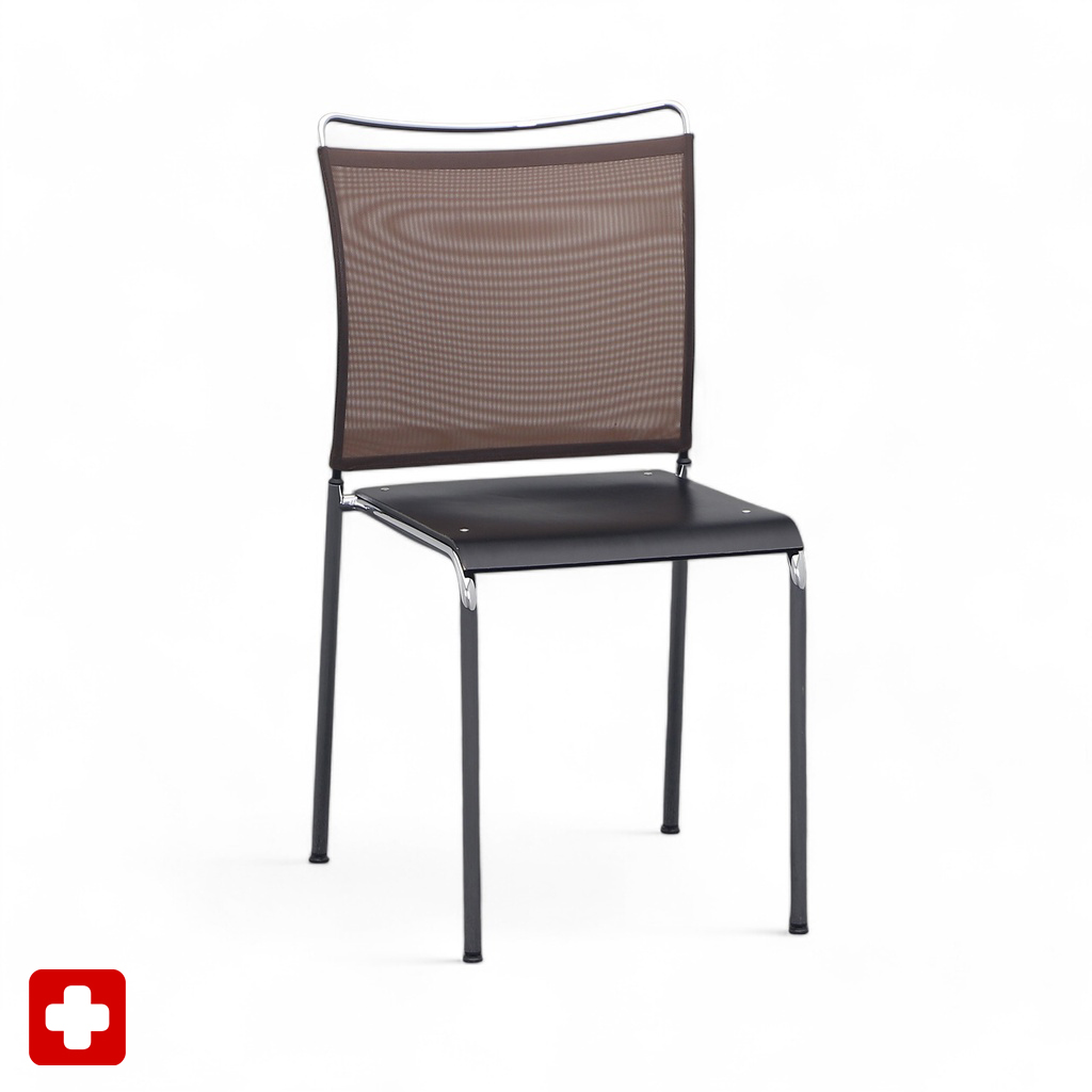 Bistrostuhl Satu Dietiker Switzerland Braun/Verchromt ohne Armlehnen, Normal gebraucht - Perfekt für komfortables Sitzen