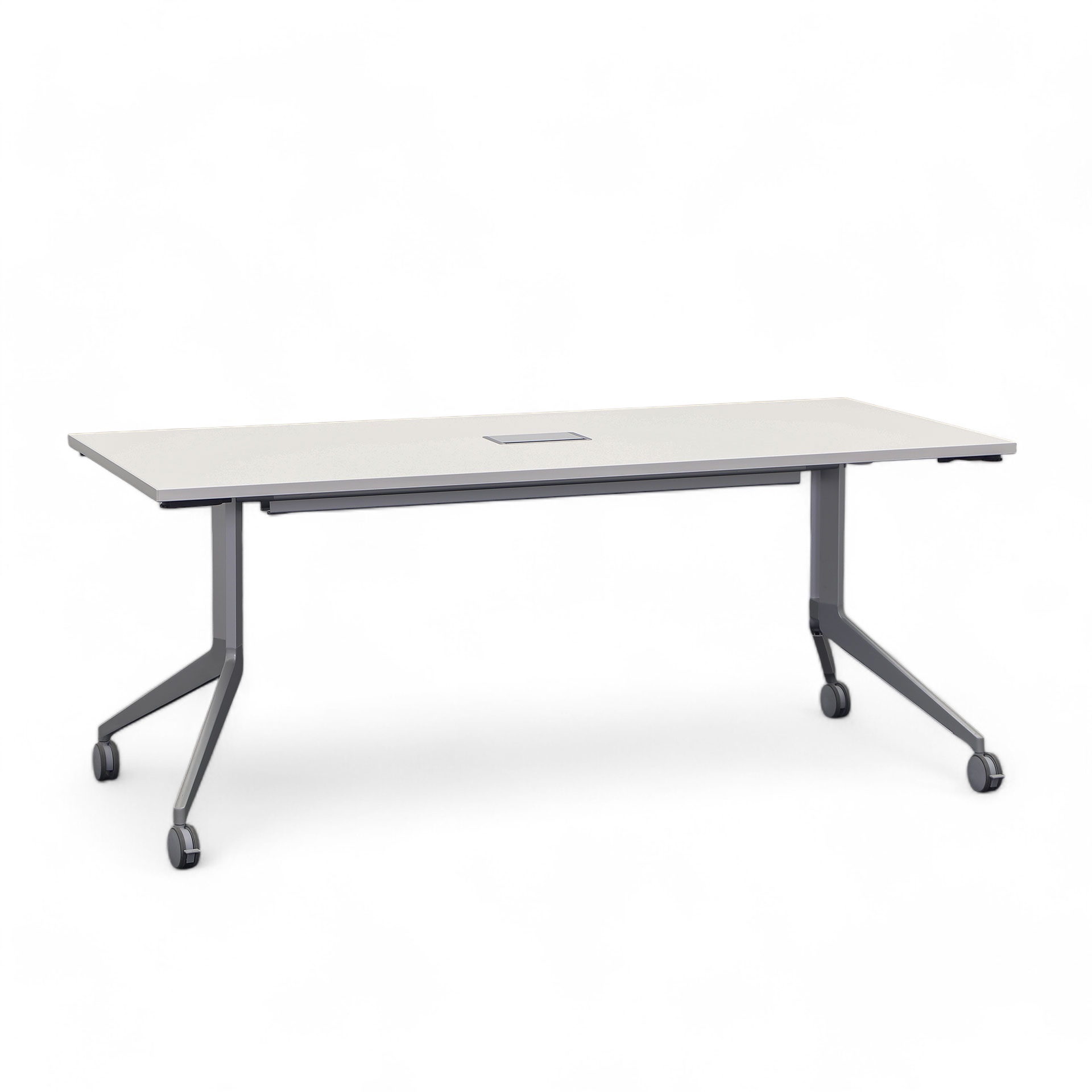 Klapptisch mit Kabeldurchlass Haworth (Weiss, Gut, 180x80, Silbergrau)