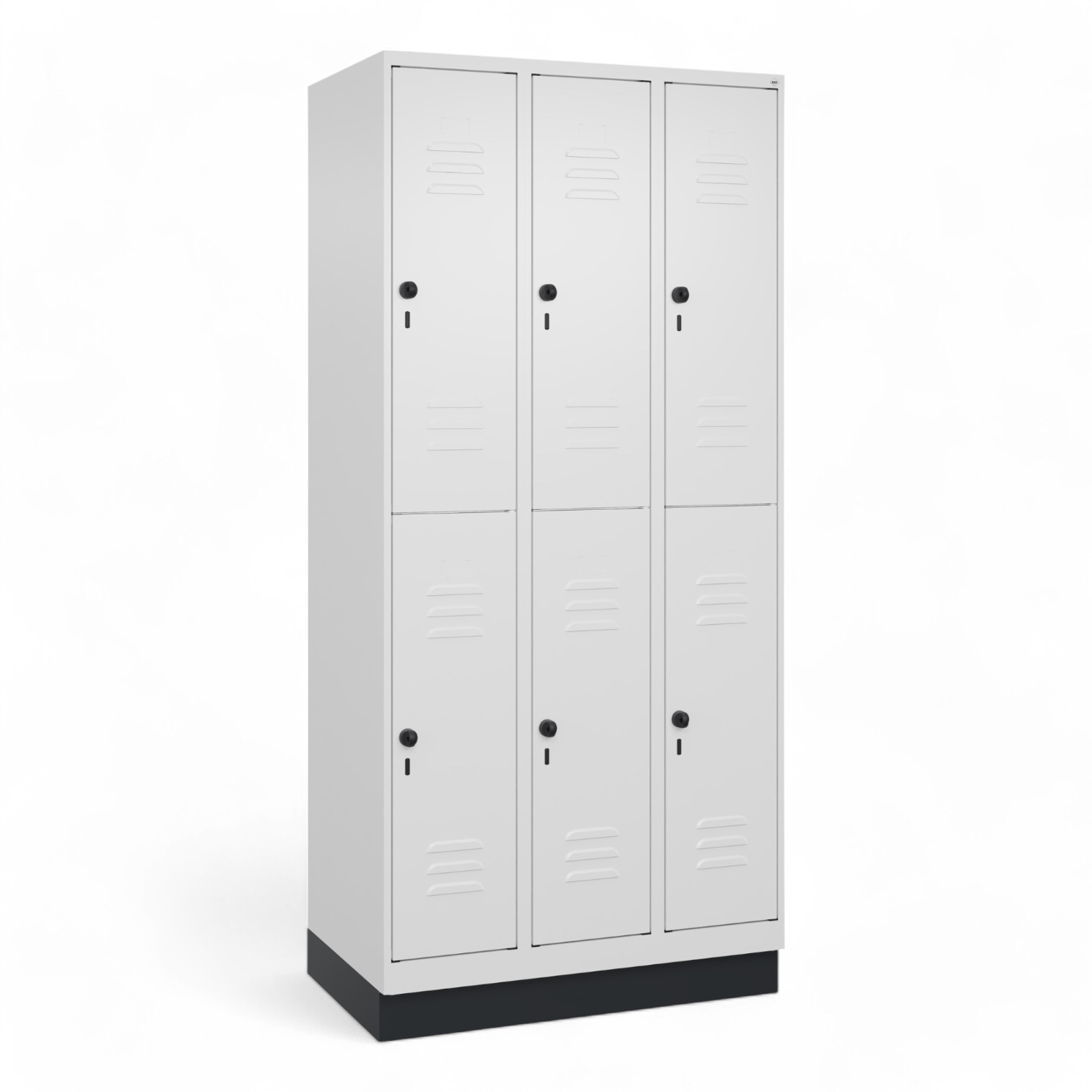 Vestiaire C+P Classic PLUS, Blanc, avec 6 portes, avec clé, Nouveau Robuste - idéal pour le bureau et la réception