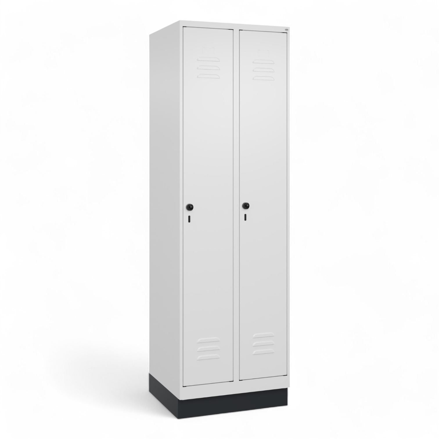 Garderobenspind C+P Classic PLUS, Weiss, mit 2 Türen, mit Schlüssel, Neu Robust - ideal für Büro und Empfangsbereich