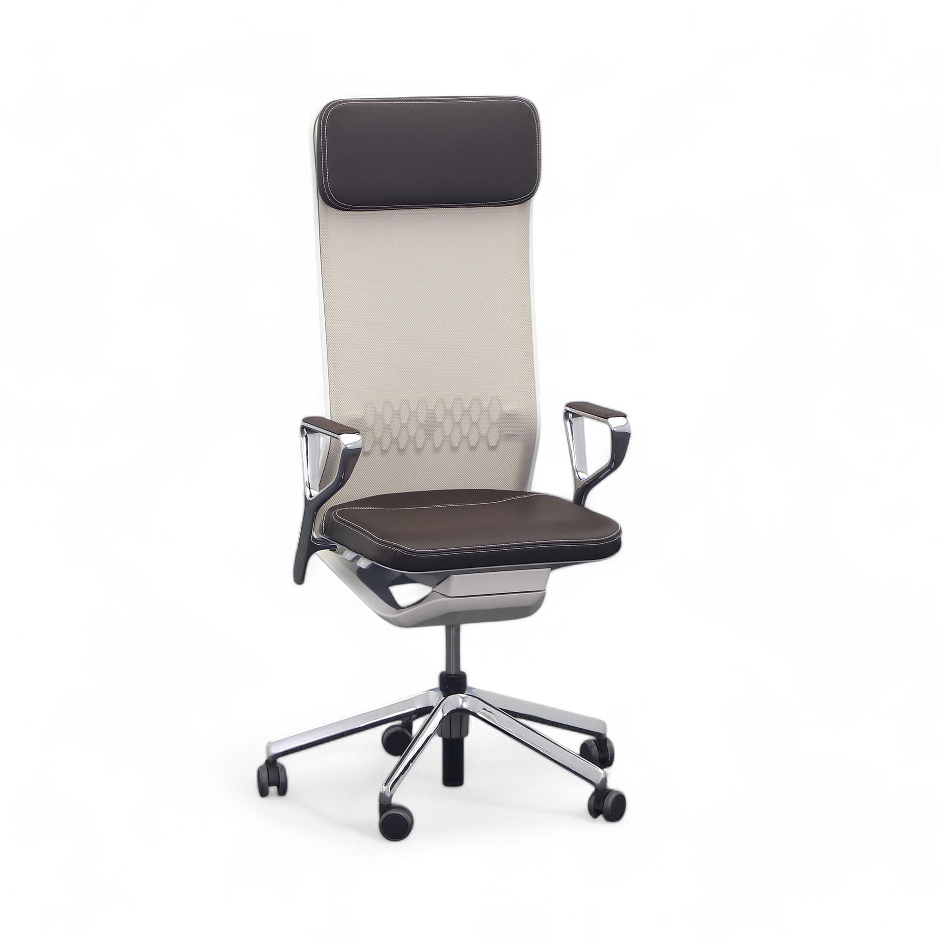 Fauteuil de direction SitagTeam Highback Mesh swissmade avec accoudoirs annulaires, Marron foncé, Nouveau, Chaise ergonomique - idéale pour un travail flexible