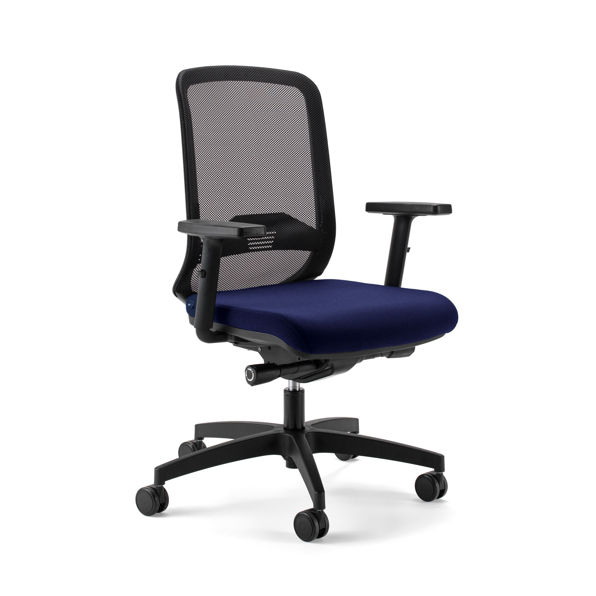 Chaise de bureau Milani Bali avec accoudoirs 2D, Bleu foncé/Noir, Nouveau, Chaise ergonomique - idéale pour un travail flexible