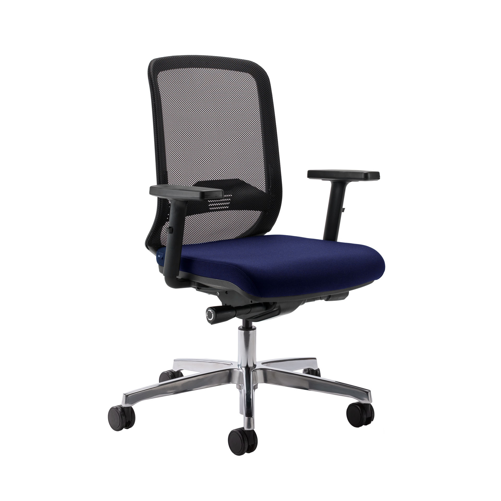 Image of Bürostuhl Milani Bali Mesh mit 2D Armlehnen, Dunkelblau/Verchromt, Neu, Ergonomischer Stuhl - ideal für flexibles Arbeiten