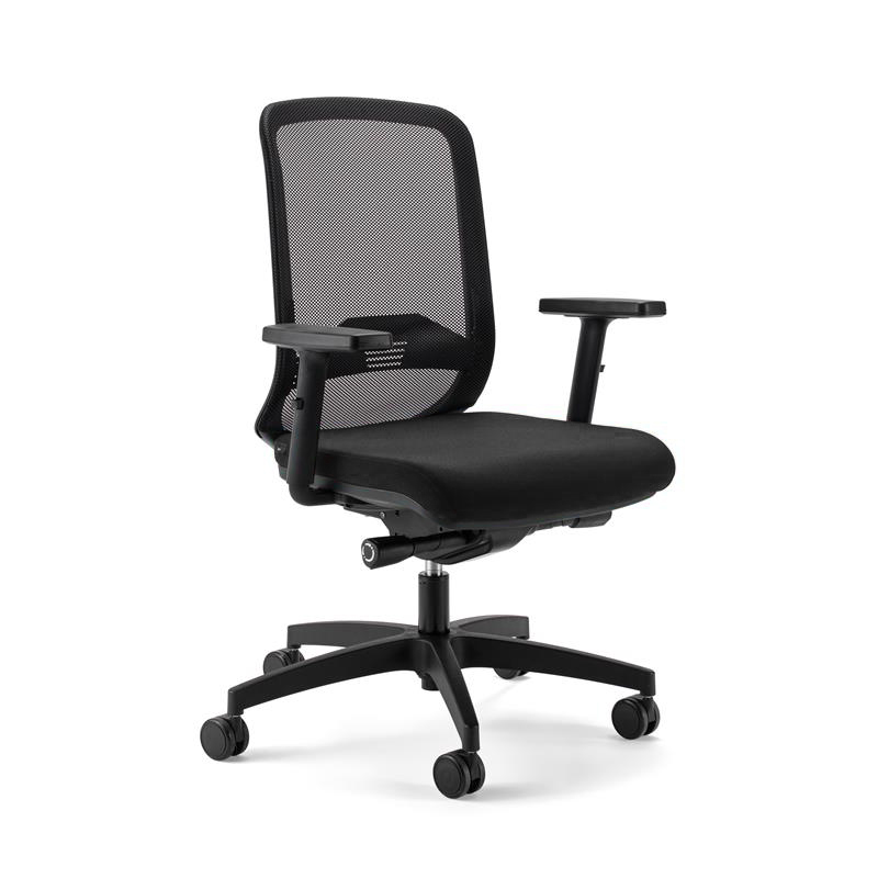 Bürostuhl Milani Bali Mesh mit 2D Armlehnen, Schwarz/Schwarz, Neu, Ergonomischer Stuhl - ideal für flexibles Arbeiten