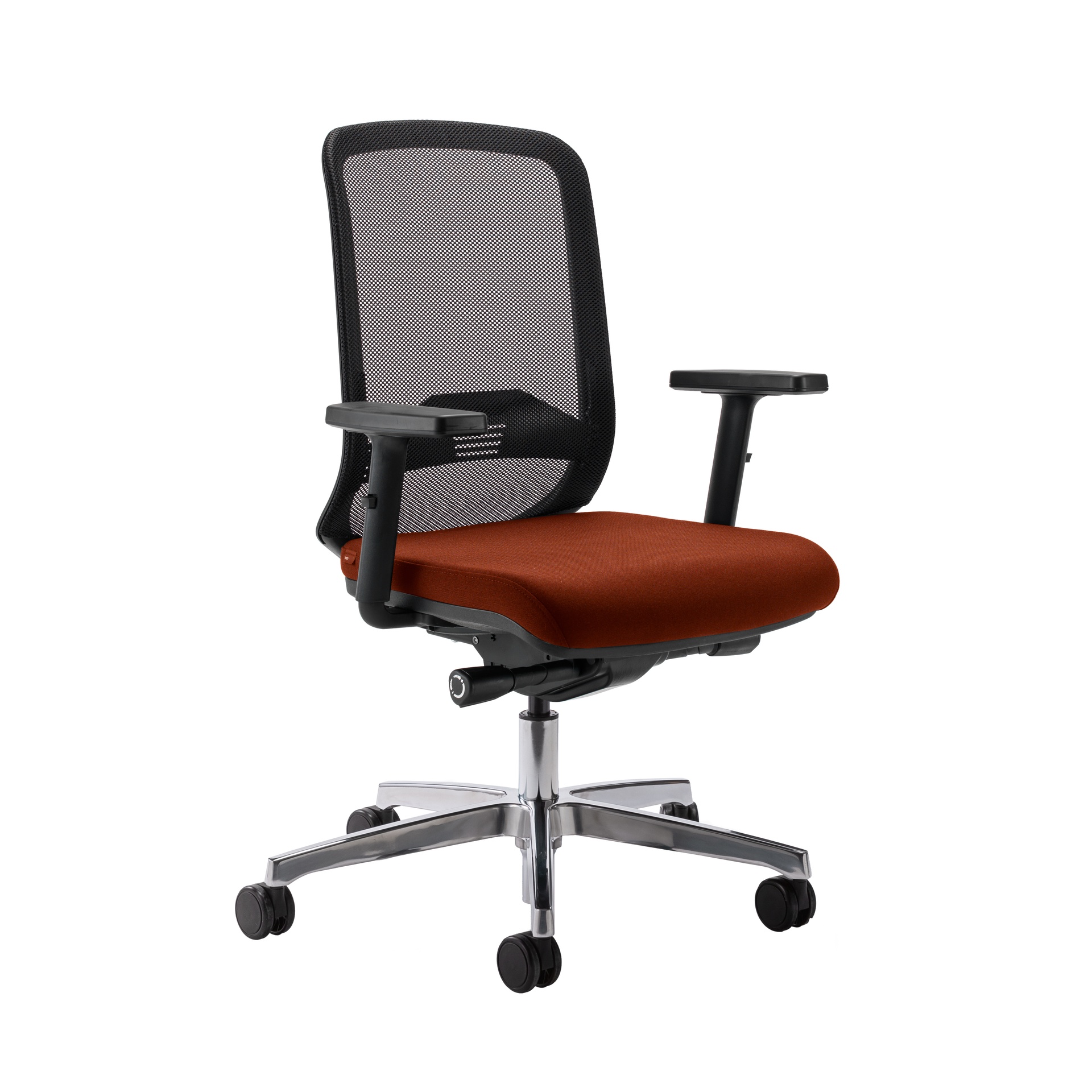 Image of Bürostuhl Milani Bali Mesh mit 2D Armlehnen, Dunkelorange/Verchromt, Neu, Ergonomischer Stuhl - ideal für flexibles Arbeiten