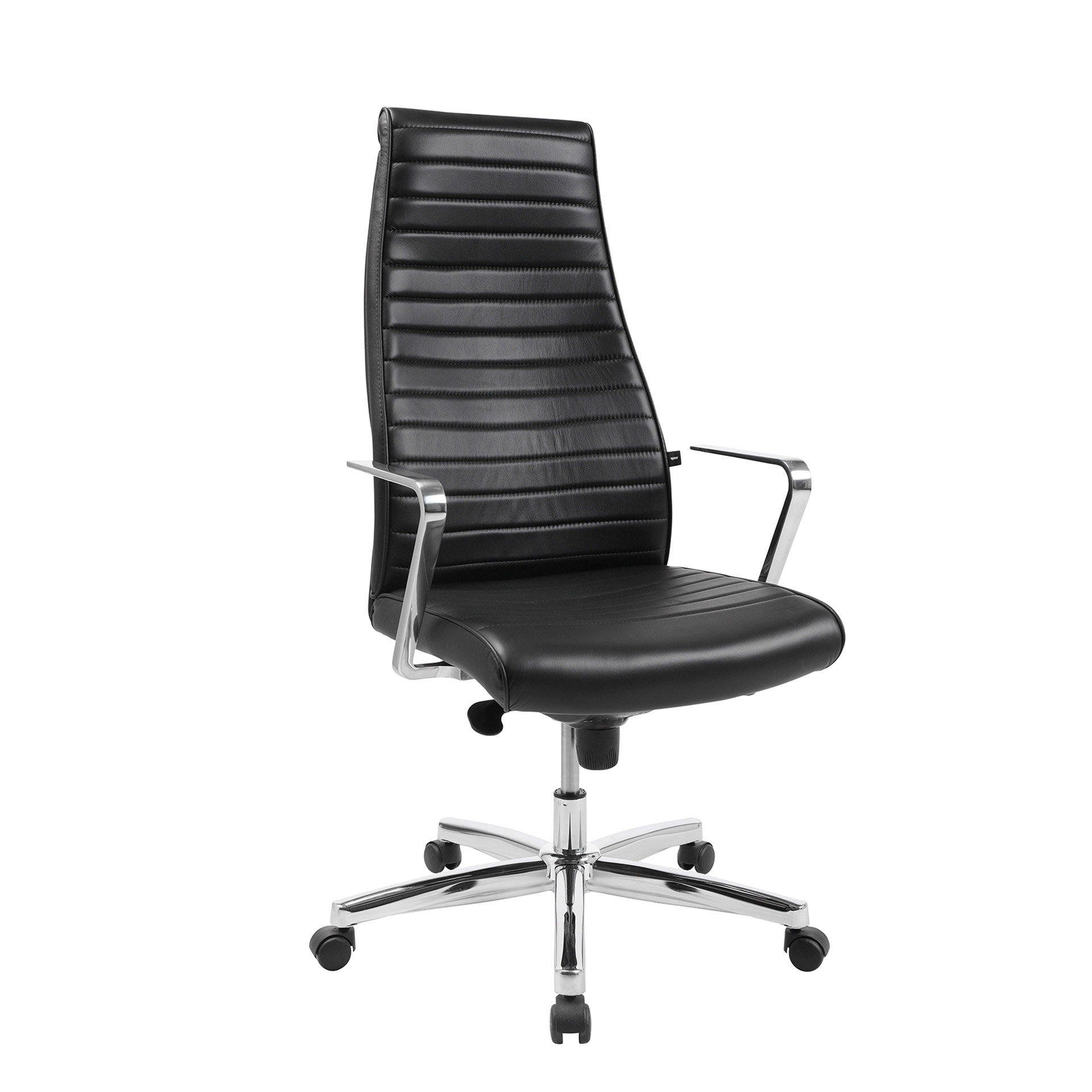 Chefsessel Topstar Chairman X  (Schwarz, Neu, Verchromt, Teppichrollen, Ringarmlehnen)