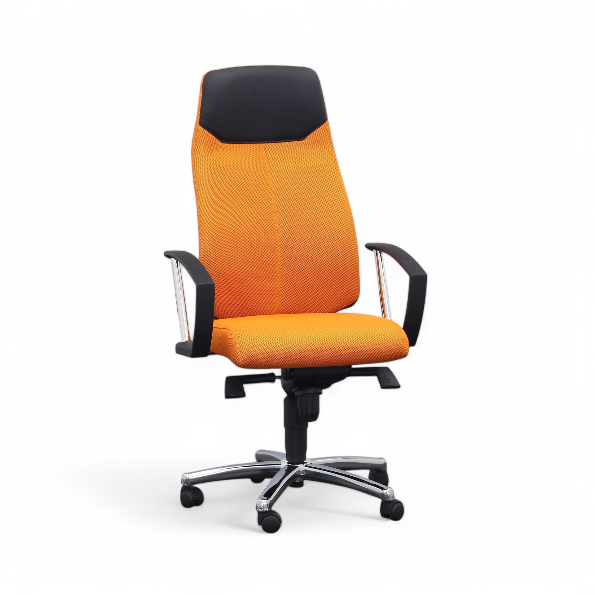 Chaise de bureau pivotante Topstar avec accoudoirs fixes, Orange, Nouveau, Chaise ergonomique - idéale pour un travail flexible
