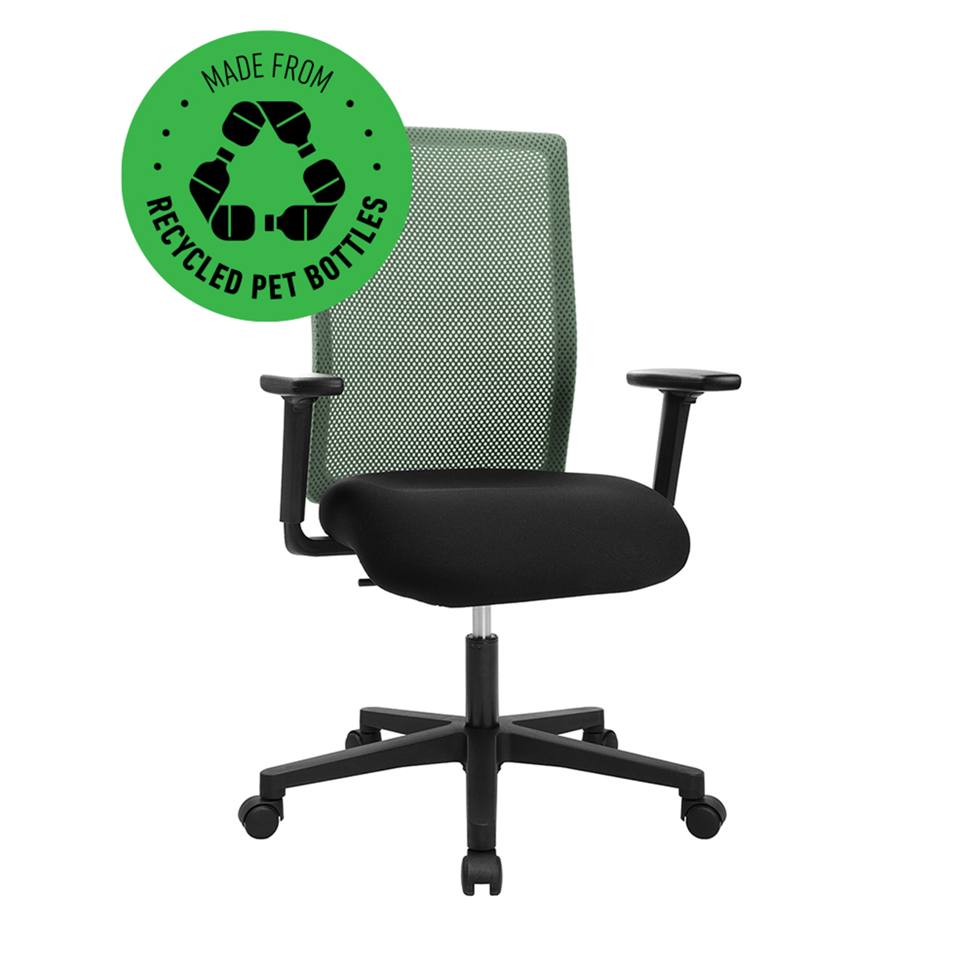 Chaise de bureau Topstar Free Point avec accoudoirs 1D, Vert clair, Nouveau, Chaise ergonomique - idéale pour un travail flexible