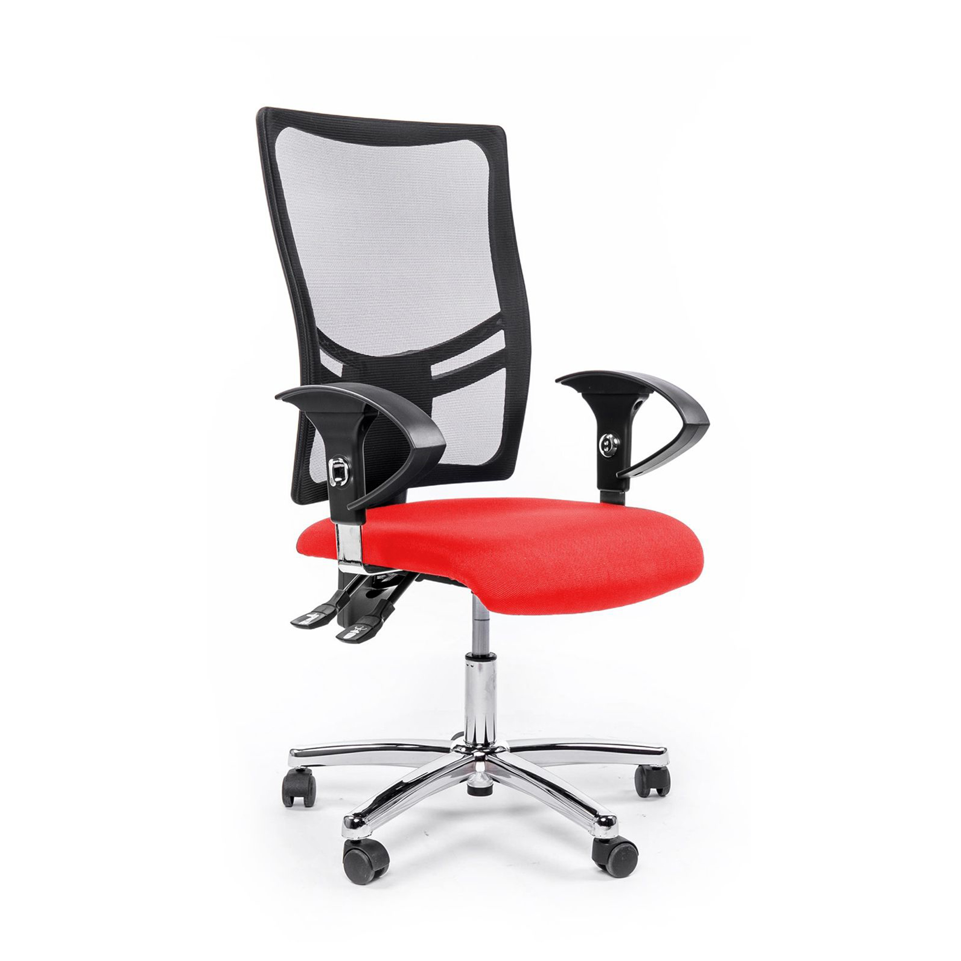Bürostuhl Topstar Net Point 10 mit 1D Armlehnen, Rot/Verchromt, Neu, Ergonomischer Stuhl - ideal für flexibles Arbeiten