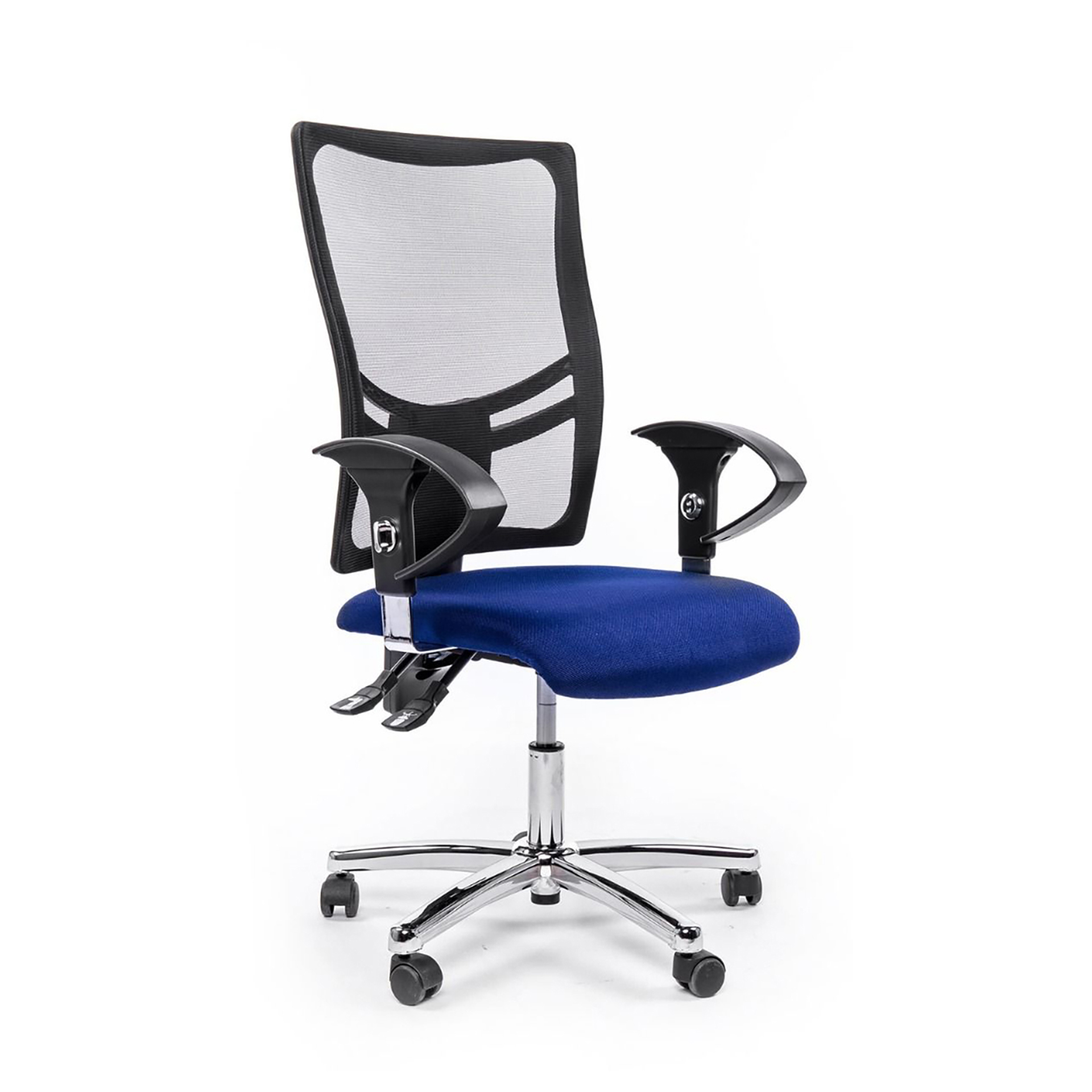 Chaise de bureau Topstar Net Point 10 avec accoudoirs 1D, Bleu/Chromé, Nouveau, Chaise ergonomique - idéale pour un travail flexible