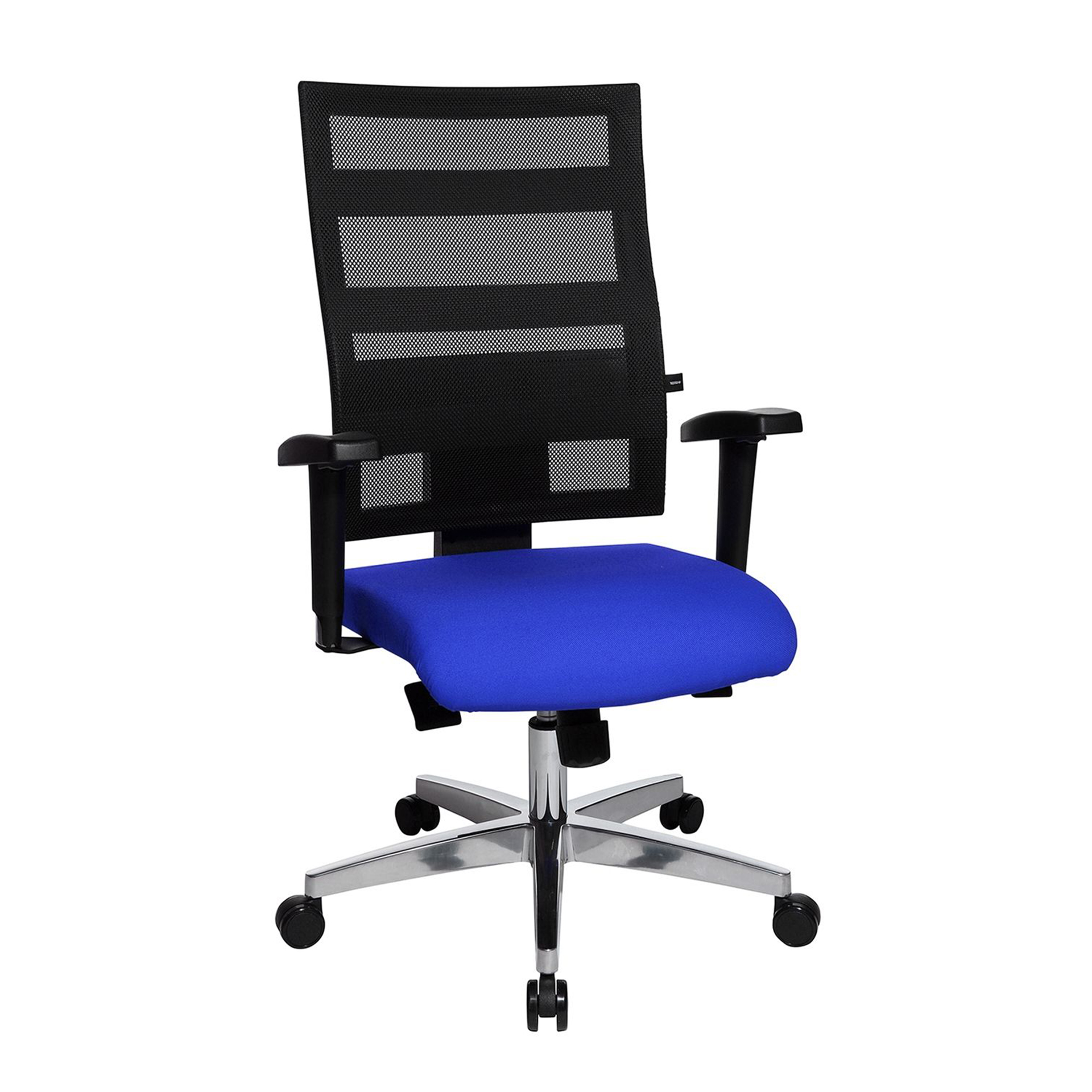 Chaise de bureau Topstar X-Pander avec accoudoirs 1D, Bleu/Chromé, Nouveau, Chaise ergonomique - idéale pour un travail flexible