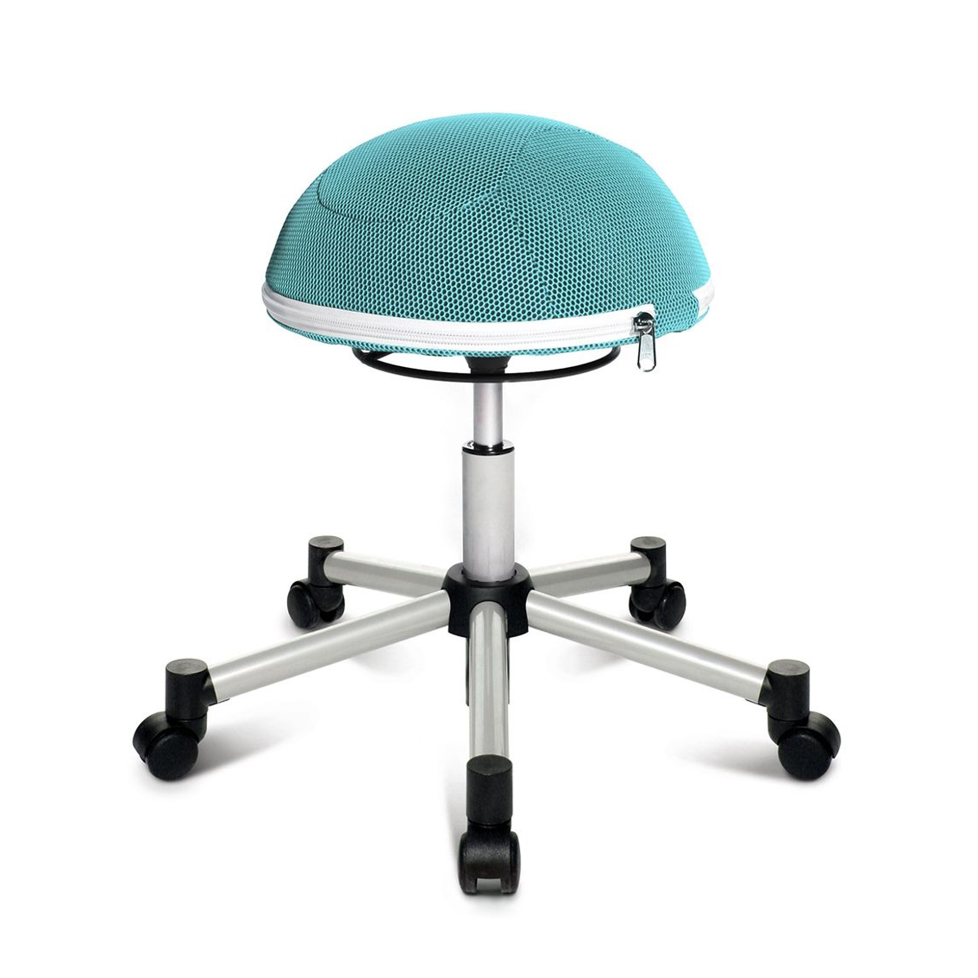 Bürohocker Topstar Sitness Half Ball Hellblau/Silbergrau, Teppichrollen, Dynamisches Sitzen - optimal für gesundes Sitzen