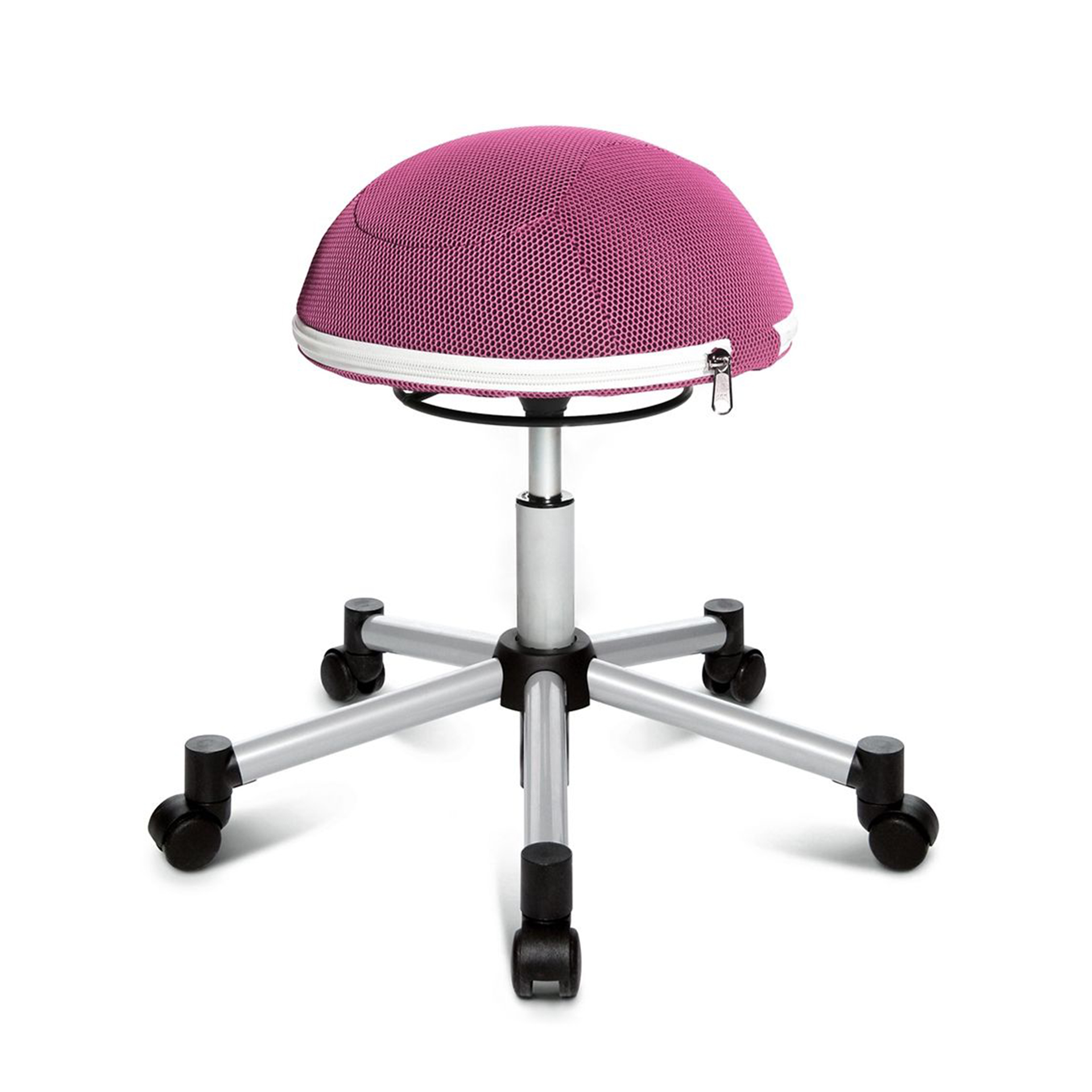 Image of Bürohocker Topstar Sitness Half Ball Rosa/Silbergrau, Teppichrollen, Dynamisches Sitzen - optimal für gesundes Sitzen
