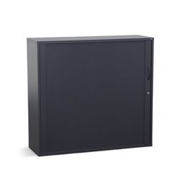 Rollladenschrank Elan Euroffice mit eckiger Kante und Holz Rollladen (Anthrazit, Normal gebraucht, mit Schlüssel)