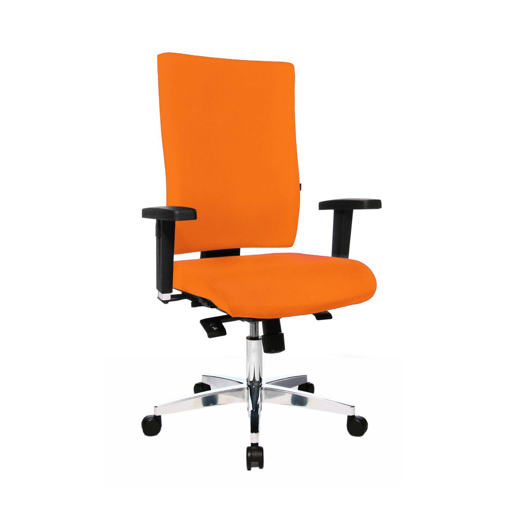 Bürostuhl Topstar Light Star 20 X mit 2D Armlehnen, Orange/Verchromt, Neu, Ergonomischer Stuhl - ideal für flexibles Arbeiten