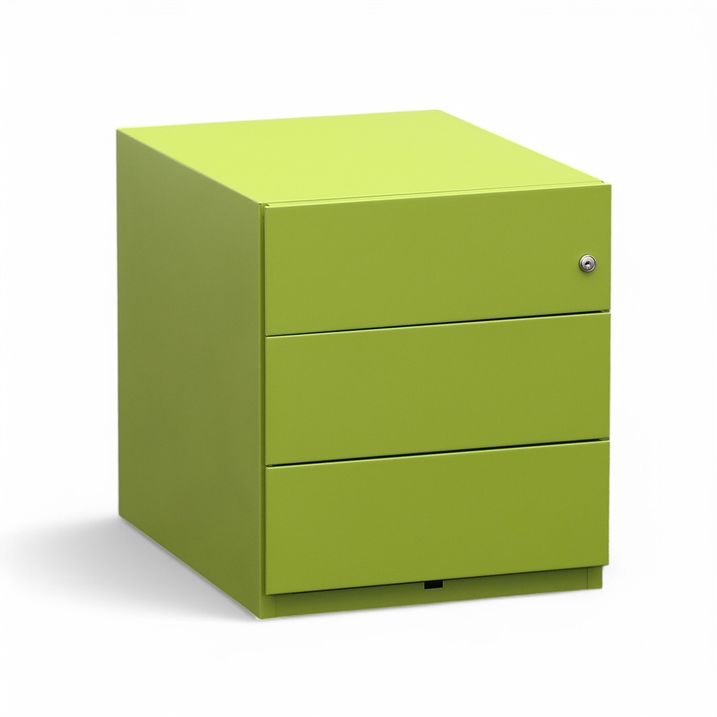 Conteneur roulant Bisley Note, Vert, avec des tiroirs, Très bon - parfait pour un bureau moderne