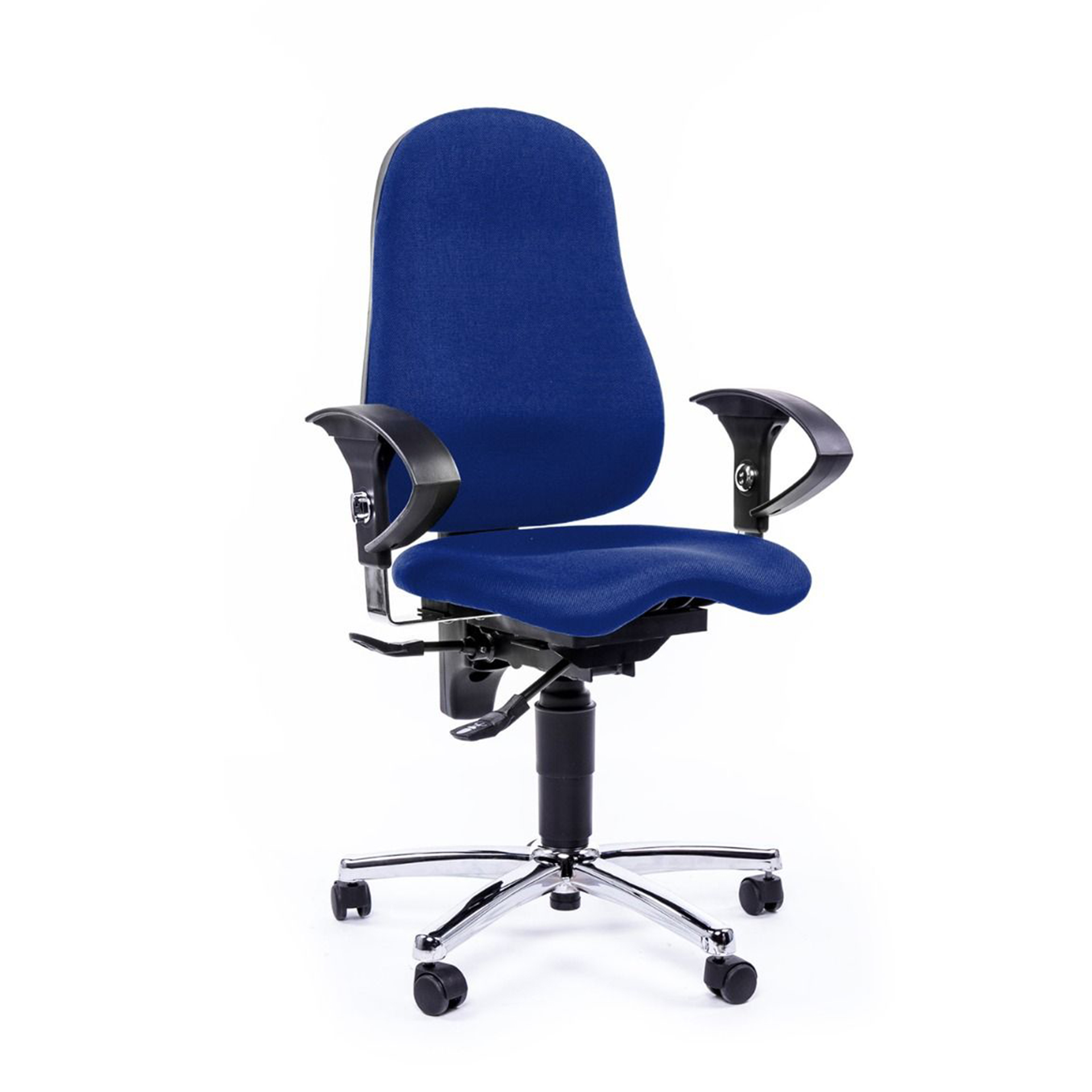 Bürostuhl Topstar Sitness 10 mit 1D Armlehnen, Blau/Verchromt, Neu, Ergonomischer Stuhl - ideal für flexibles Arbeiten