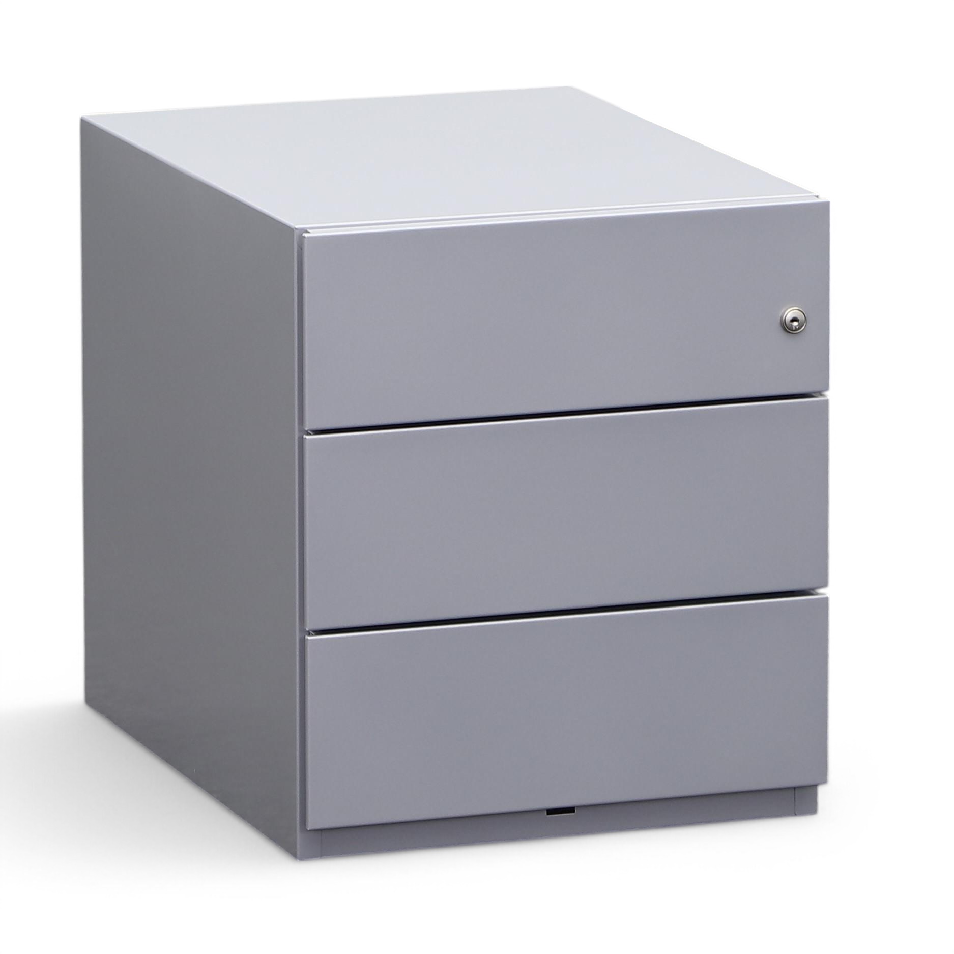 Rollcontainer Bisley Note (Silbergrau, Neu, Mit Schlüssel)