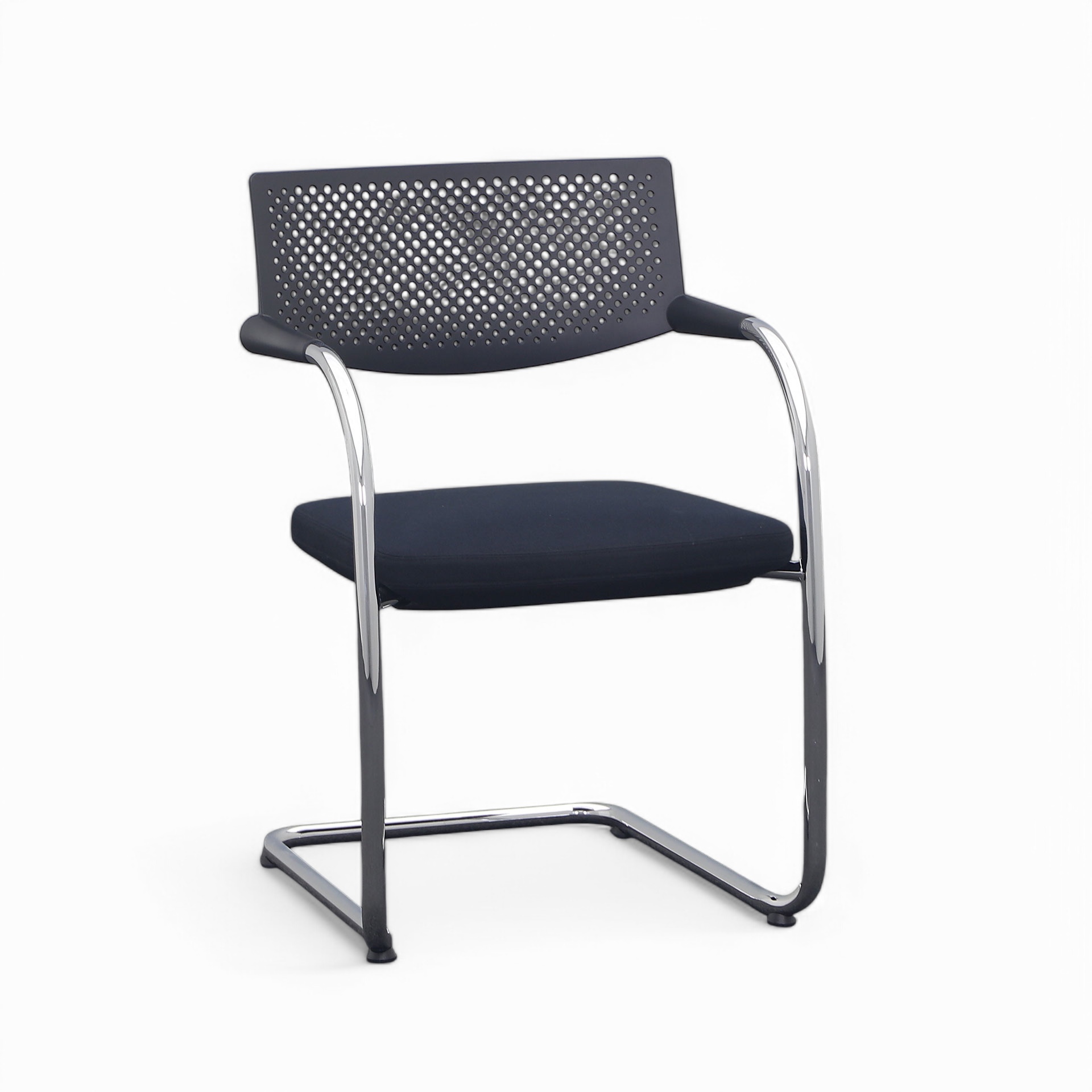 Freischwinger Vitra visavis Schwarz/Verchromt mit Fixarmlehnen, Freischwinger-Gestell, Gut - Perfekt für Besucher und Gäste