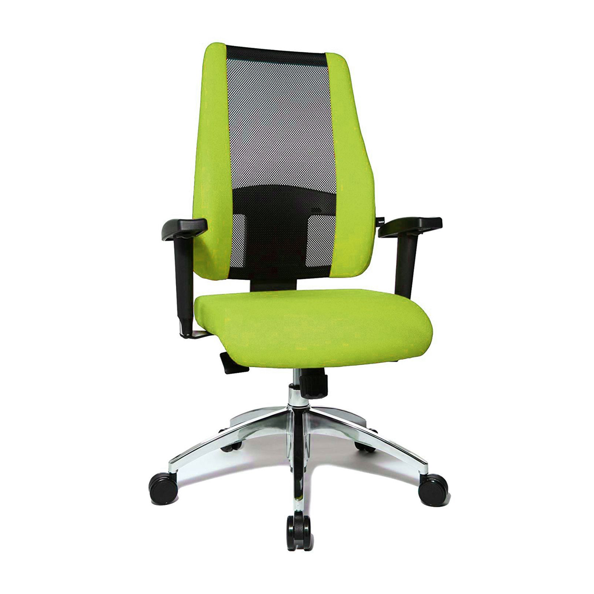 Siège de bureau Topstar Air Syncro avec accoudoirs 1D, Vert/Chromé, Nouveau, Chaise ergonomique - idéale pour un travail flexible